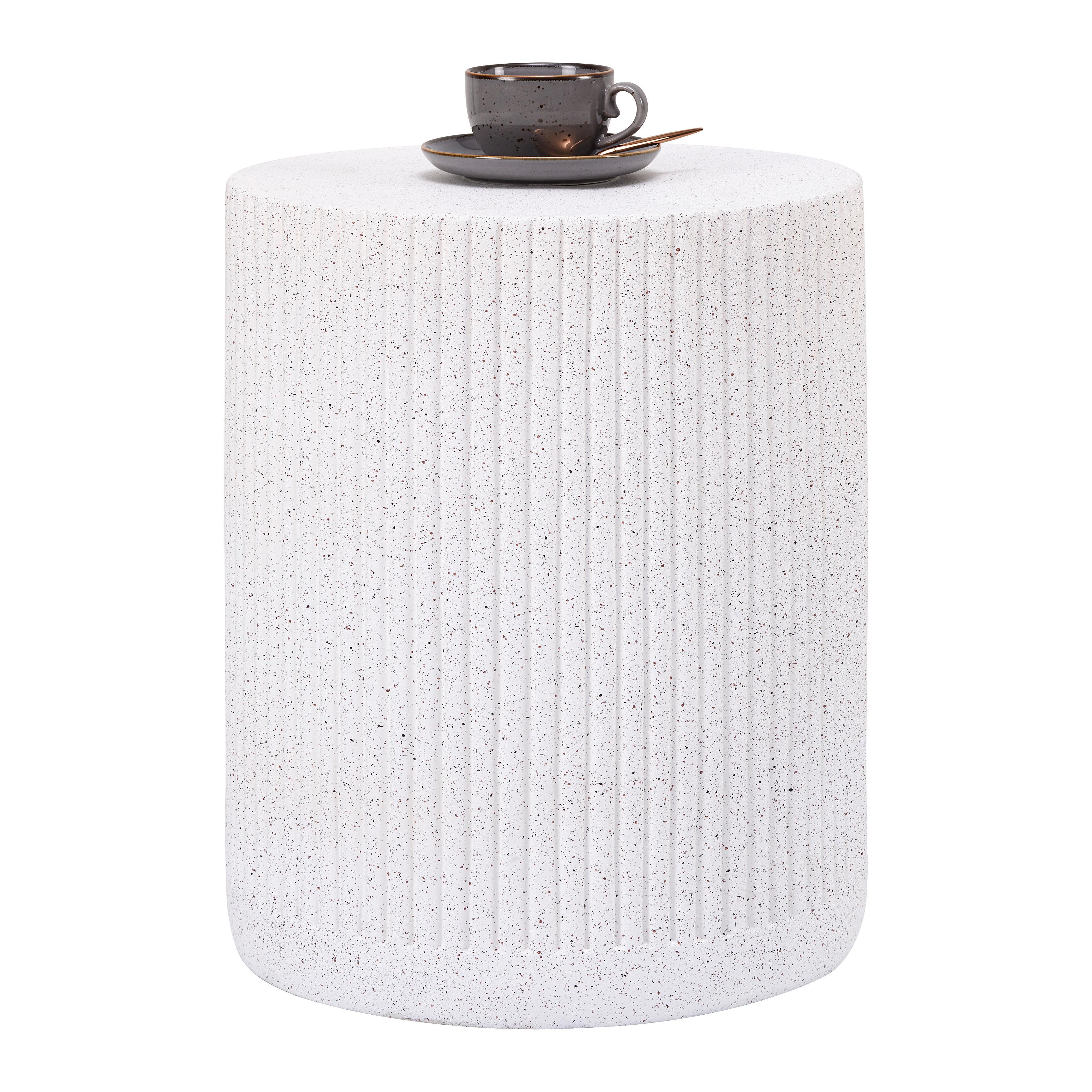 Hocker/Beistelltisch Jasper Weiß - Weiß, MODERN, Stein (39/48cm) - Mömax