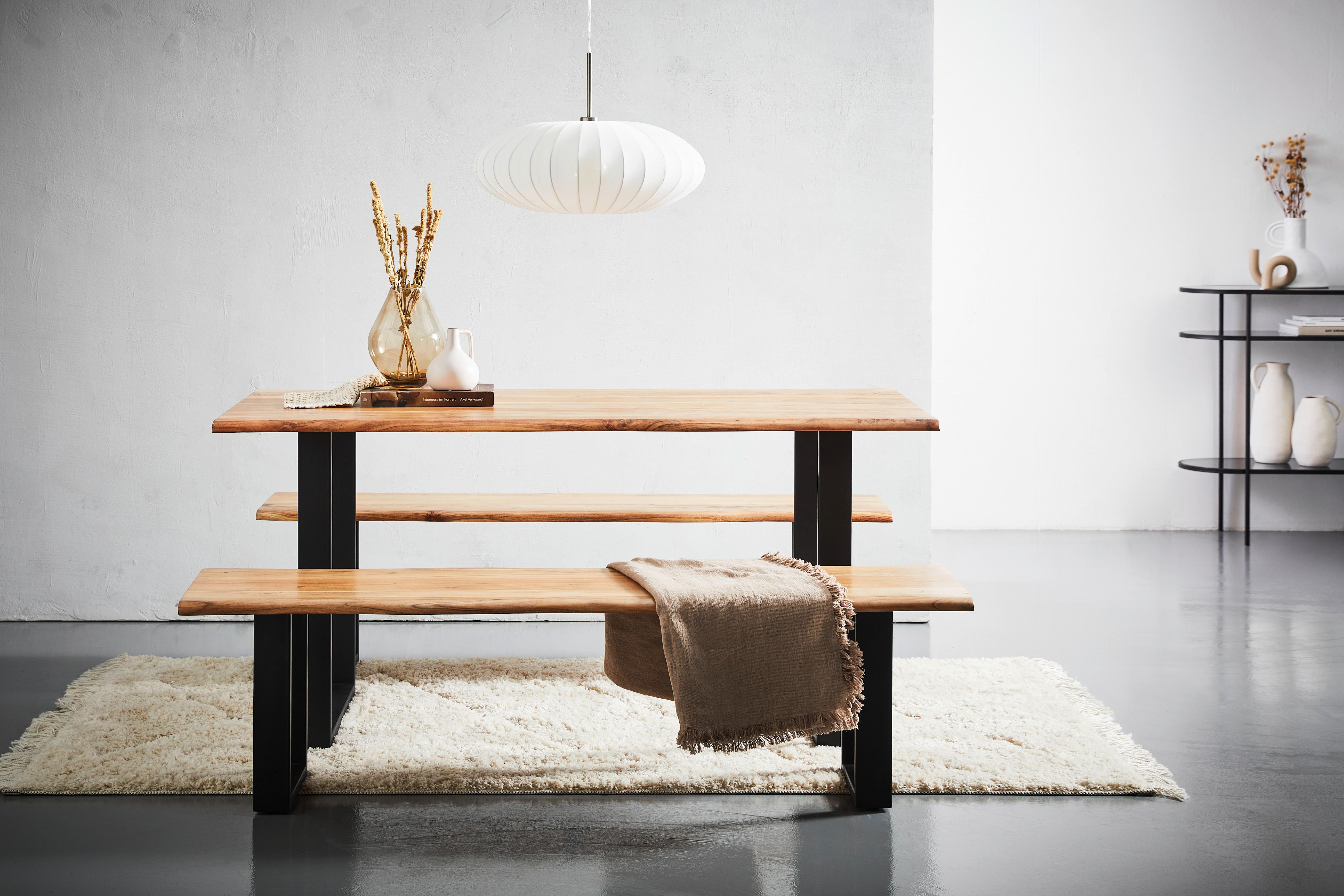 STÓŁ DO JADALNI RUNNER 2 - kolor akacjowy/czarny, Basics, metal/drewno (120/80/76cm) - MID.YOU