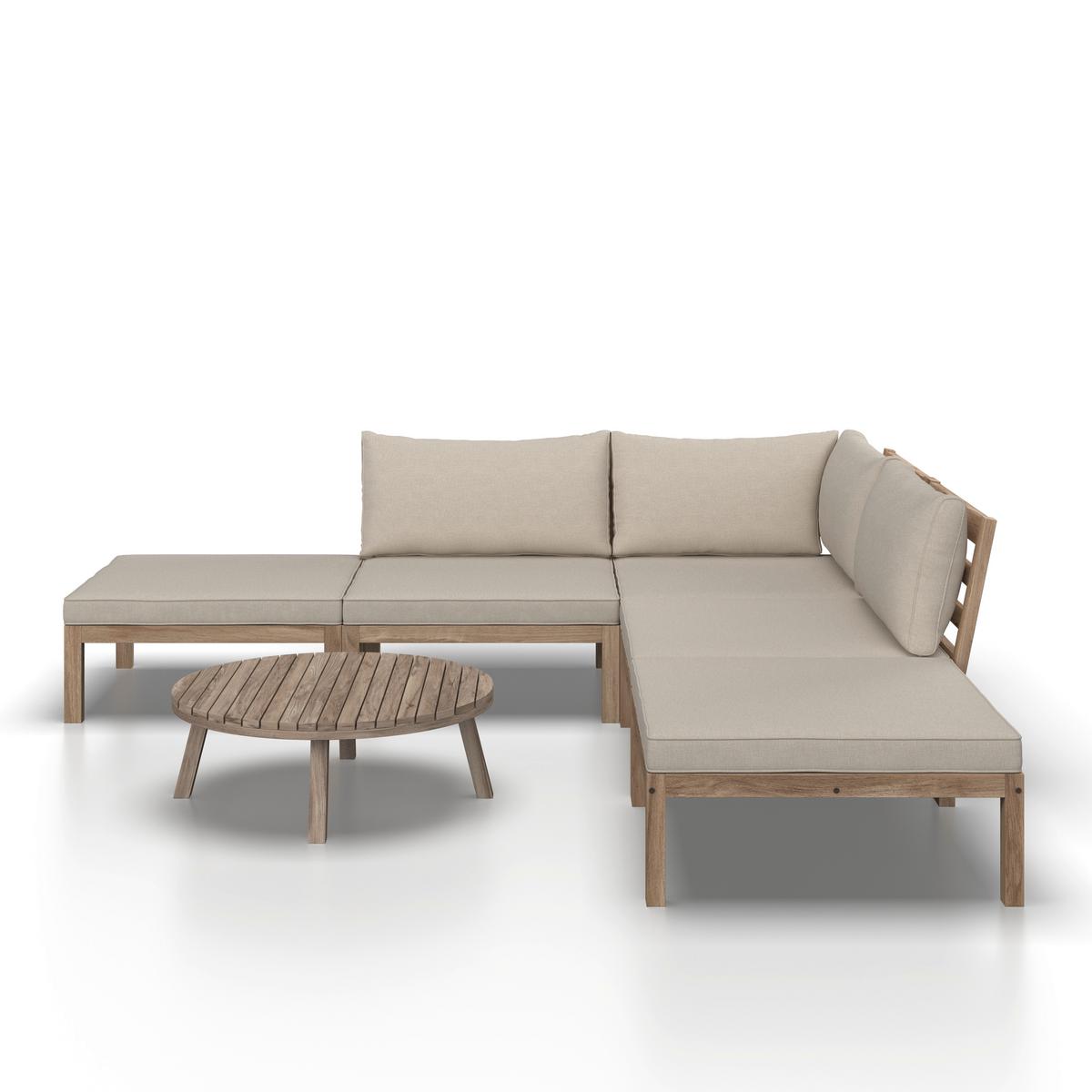 Lounge Garnitura Lina, Krem - krem barve/barve akacije, Moderno, tekstil/les (250/70/80cm) - Bessagi Garden