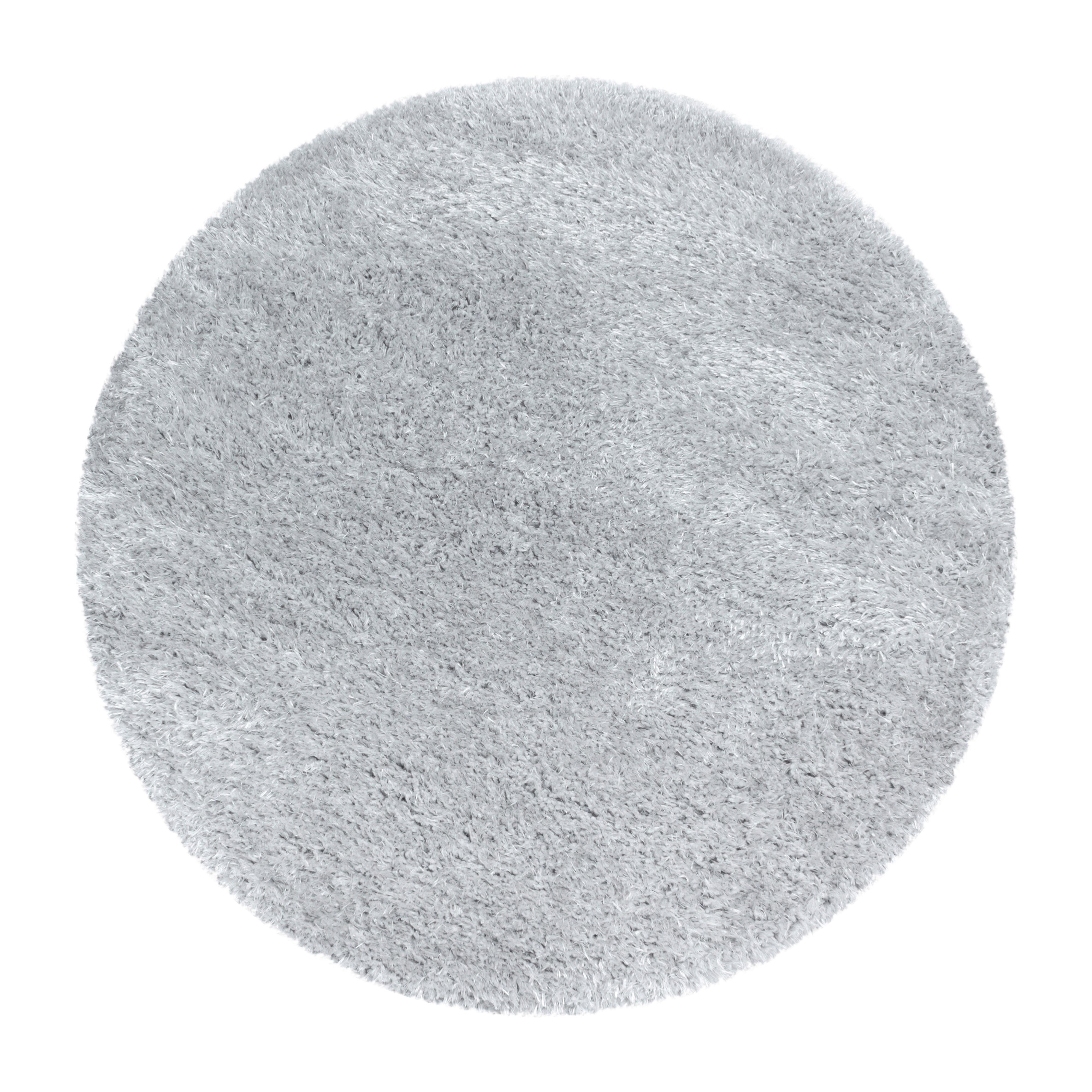 Hochflorteppich Brilliant Silberfarben Ø ca. 80cm - Silberfarben, Basics, Textil (80cm)