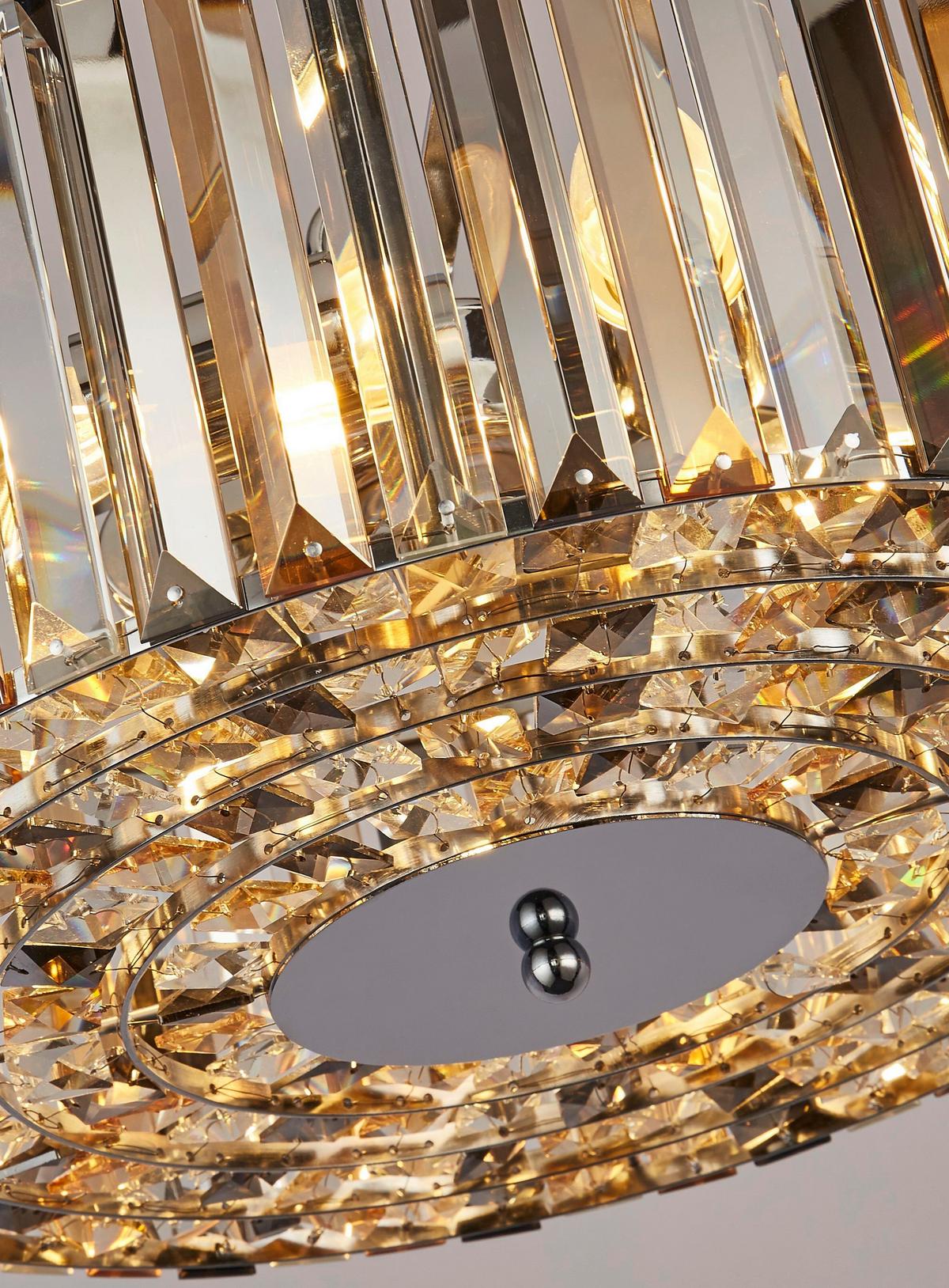 Függőlámpa Chapeau 82101-5cc - krómszínű/borostyánszínű, Konventionell, üveg/fém (50/132cm)