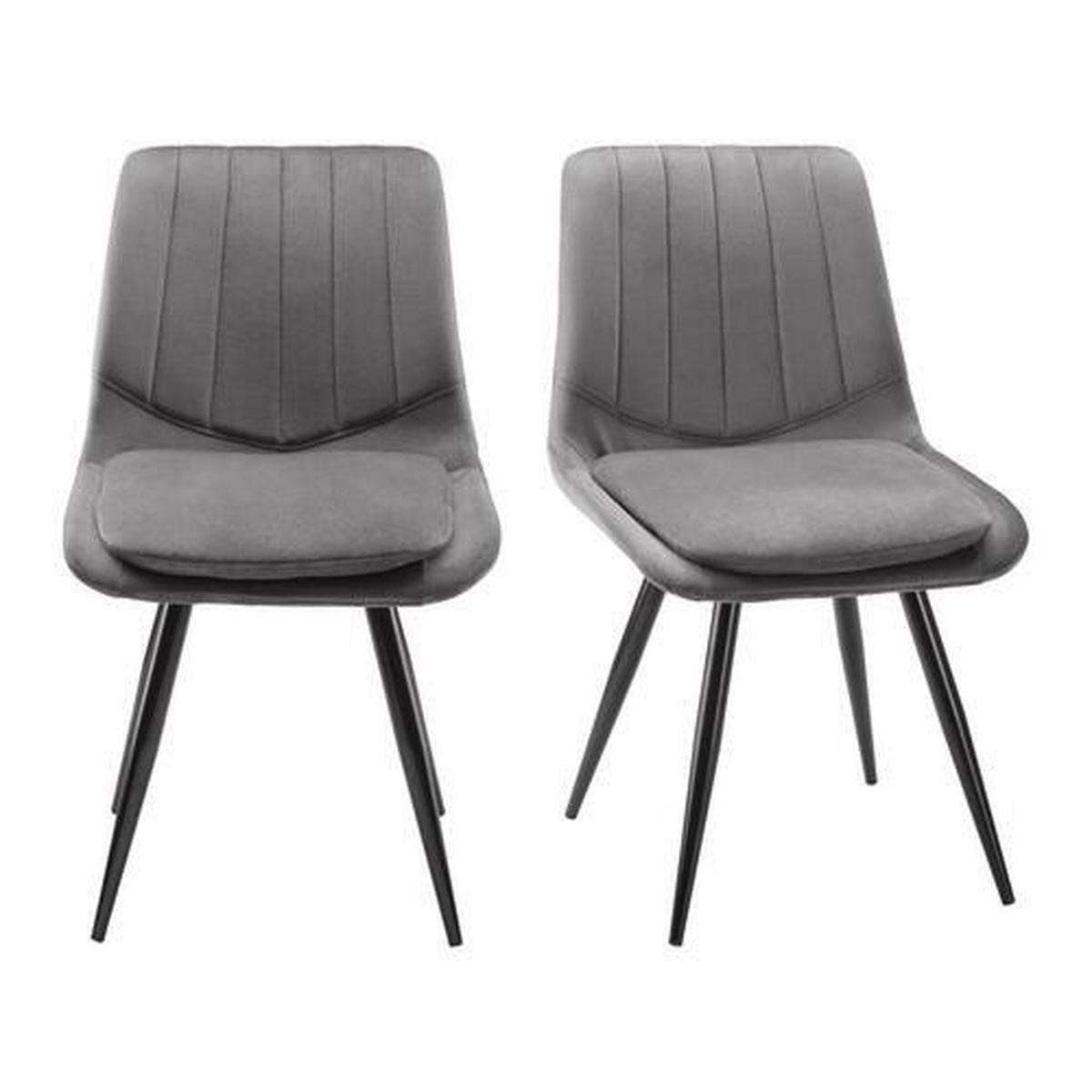 Stuhl Joy Dunkelgrau Samt Gepolstert - Dunkelgrau/Schwarz, MODERN, Holz/Textil (49/82/55cm) - Bessagi Home