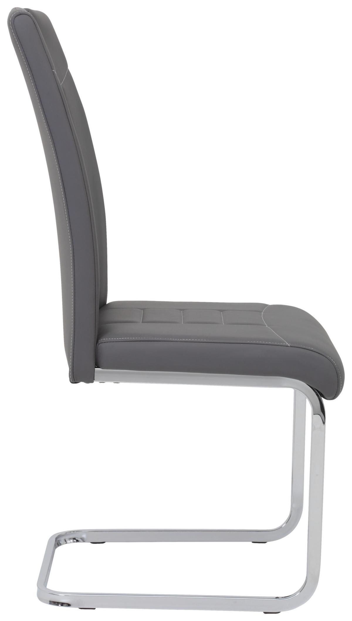 Schwingstuhl Ruby Grau gepolstert 2er-Set - Chromfarben/Weiß, MODERN, Textil/Metall (44/104/57,5cm) - MID.YOU