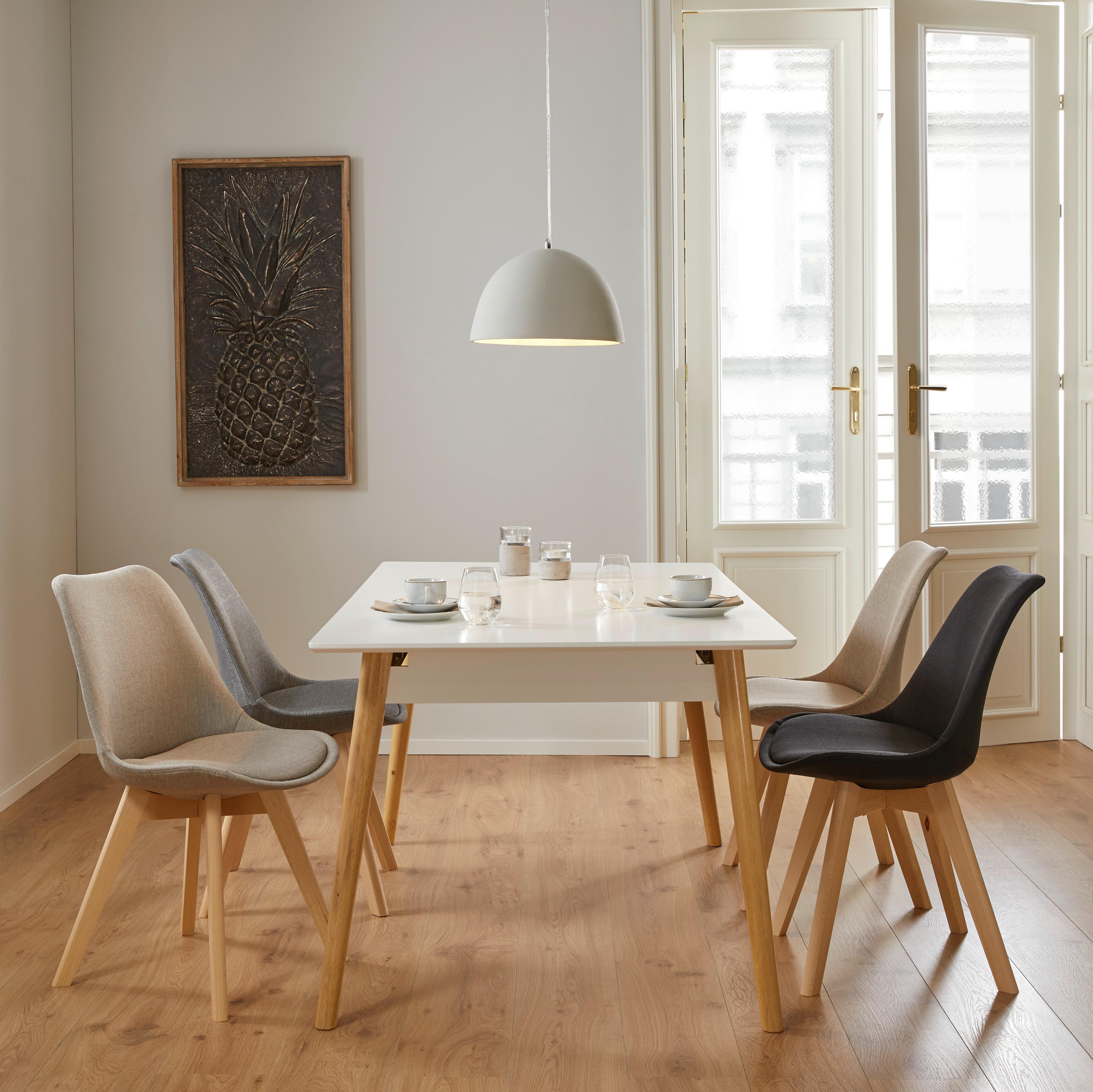 Stuhl Rocksi Grau Webstoff Echtholz Beine - Buchefarben/Grau, MODERN, Holz/Kunststoff (43/82,5/43cm) - Bessagi Home