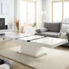 TABLE BASSE 2IN1 II - couleur inox/blanc, MODERN, matériau en bois/métal (133-170/51-77/80cm) - Mömax