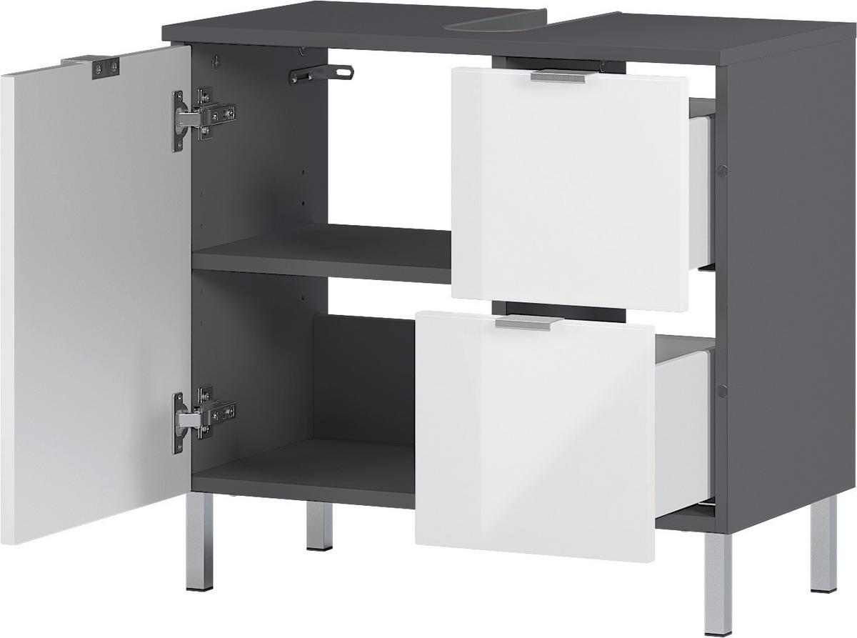 Waschbeckenunterschrank GW-Mau resa ca60x56x34cm Graphit/Weiß - Chromfarben/Graphitfarben, KONVENTIONELL, Holzwerkstoff/Metall (60/56/34cm) - Germania
