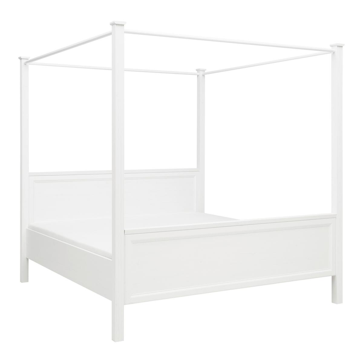 Himmelbett Marilou in Weiss ca. 180x200cm - Weiss/Schwarz, Romantik / Landhaus, Holzwerkstoff/Kunststoff (180/200cm) - Zandiara