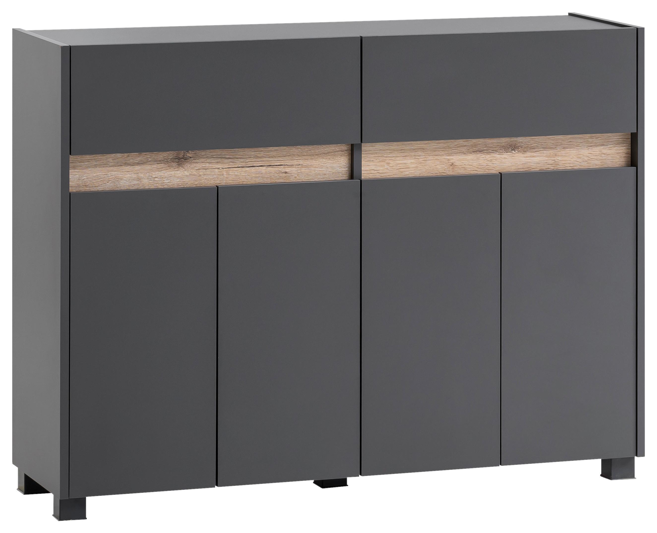 Kommode Cosmo ca.112,2x84,4x33cm Anthrazit - Anthrazit/Silberfarben, Design, Holzwerkstoff/Kunststoff (112,2/84,4/33cm) - MID.YOU