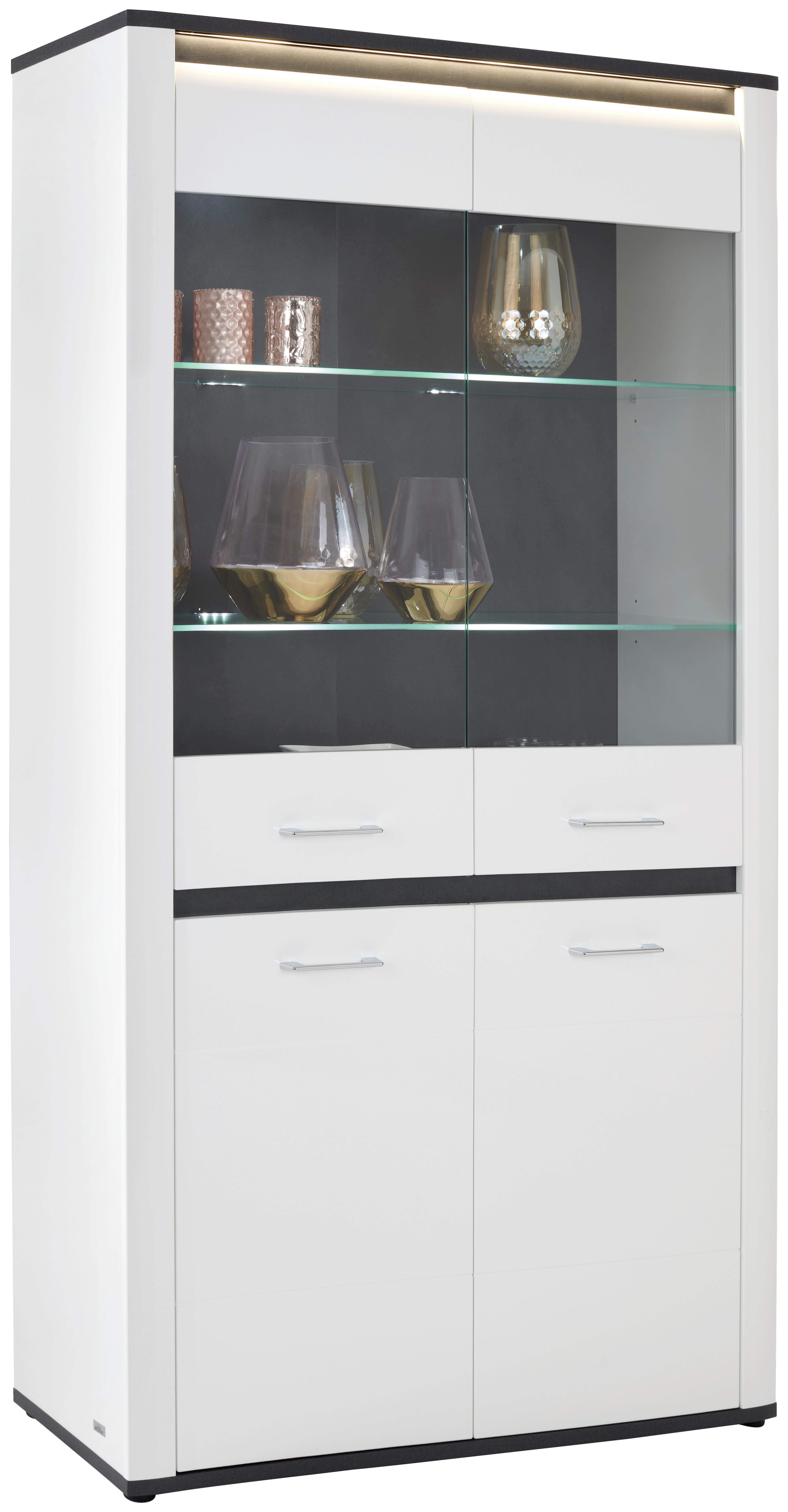 Vitrina Alassio - boja hroma/bela, Moderno, staklo/pločasti materijal (109/200/37,5cm) - Mömax