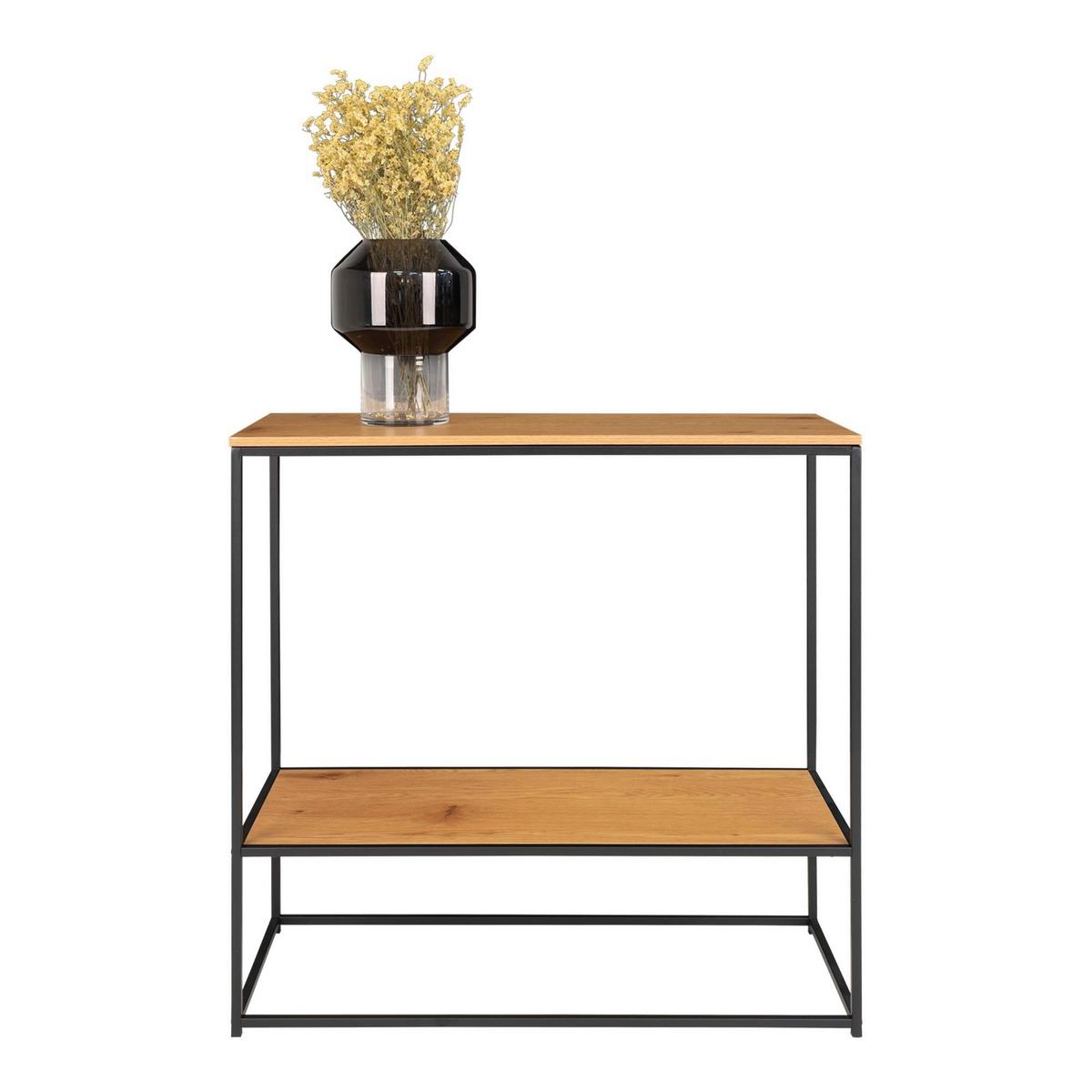Konsole Vita Eichefarben/Schwarz - Eichefarben/Schwarz, Basics, Holzwerkstoff/Metall (80/80/36cm)
