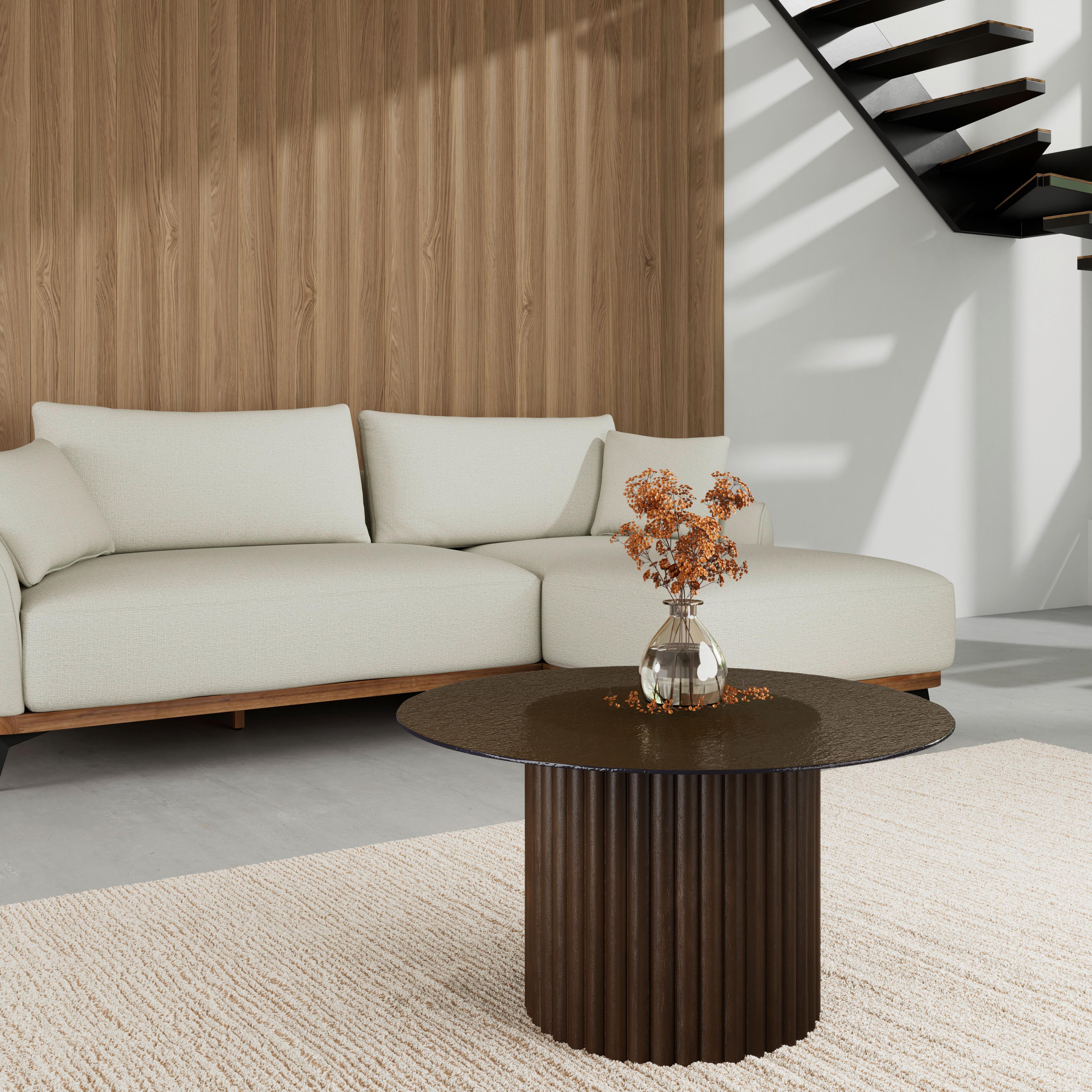 Couchtisch Zelia Braun/Walnussfarben MDF - Walnussfarben/Braun, MODERN, Glas/Holz (80/45/80cm) - Bessagi Home