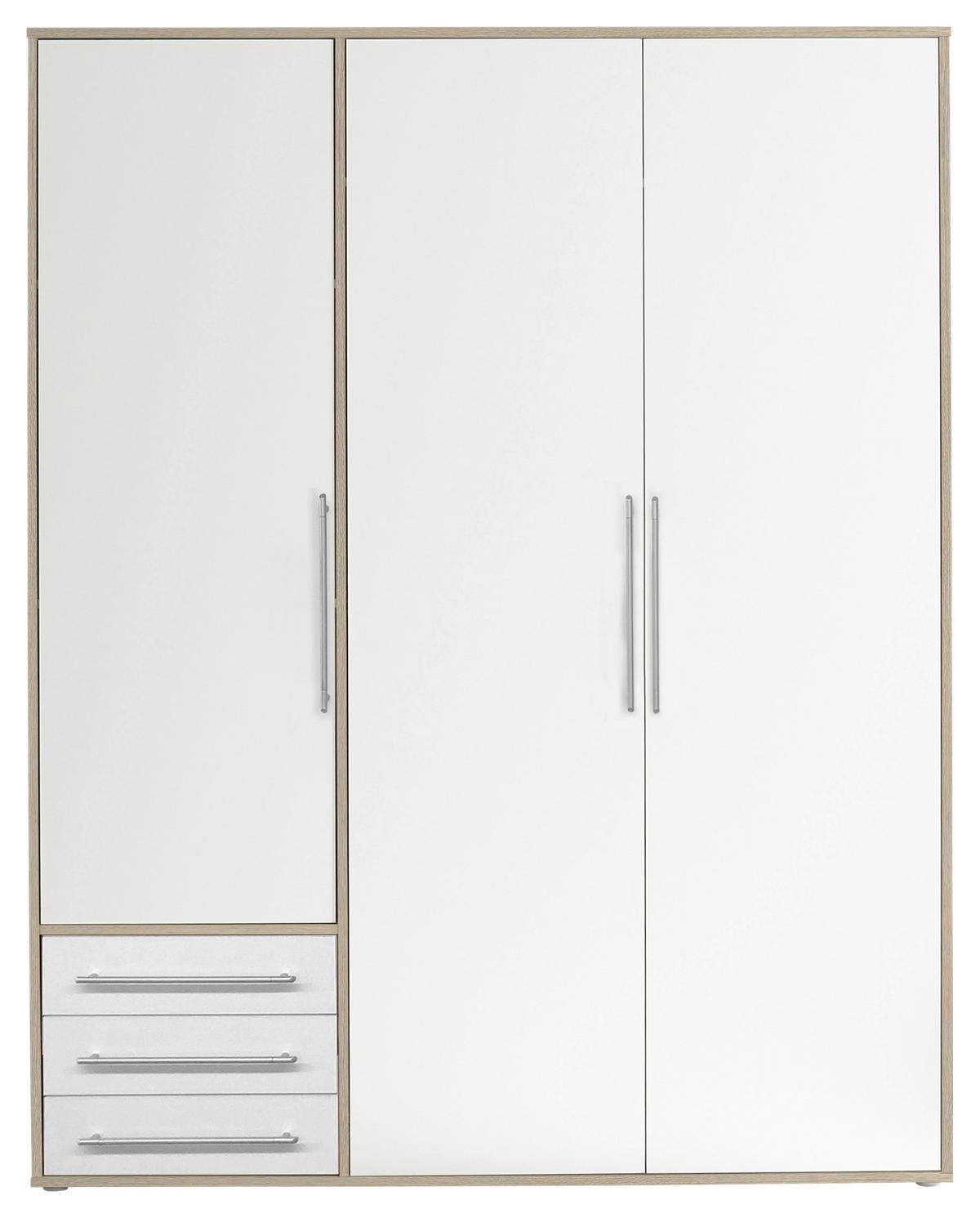 Omara S Klasičnimi Vrati Lyss, Bela, Hrast, 155 Cm - srebrne barve/bela, Moderno, umetna masa/leseni material (155/194/58cm) - Livetastic