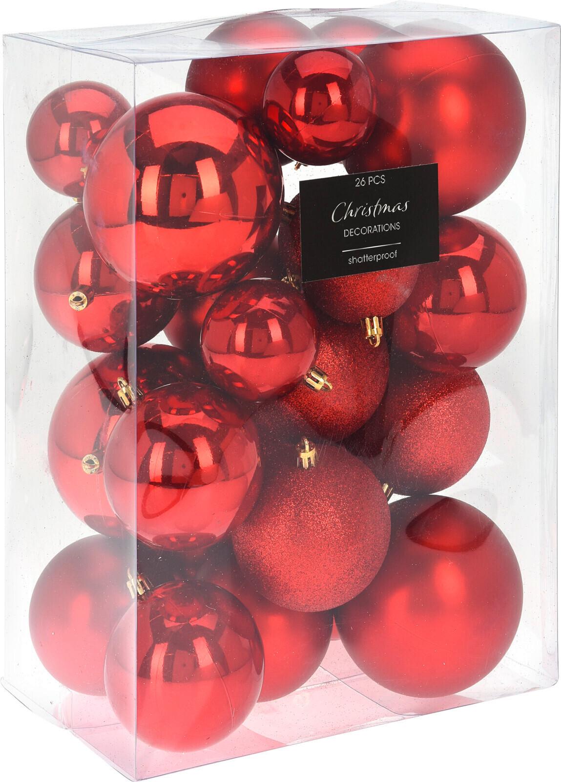 ZESTAW BOMBEK CHOINKOWYCH CAN223020 - czerwony, Basics, tworzywo sztuczne (27/14/33cm) - X-Mas