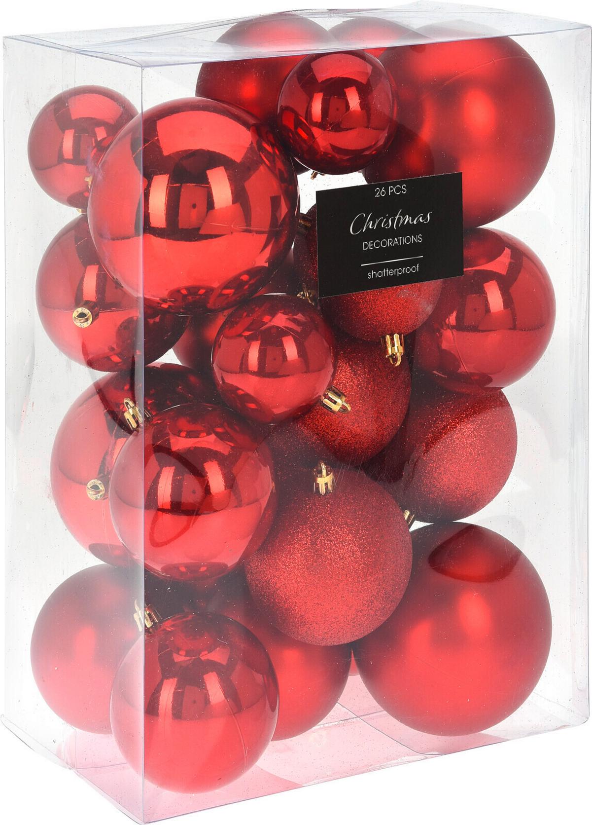 ZESTAW BOMBEK CHOINKOWYCH CAN223020 - czerwony, Basics, tworzywo sztuczne (27/14/33cm) - X-Mas