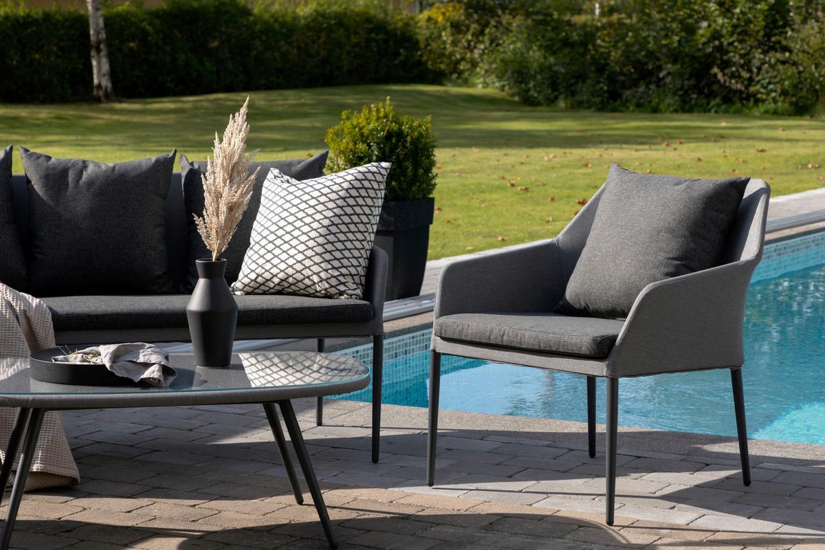 Loungegarnitur Spoga 4-tlg. Grau/Schwarz - Schwarz/Grau, KONVENTIONELL, Textil/Metall - Gardenson