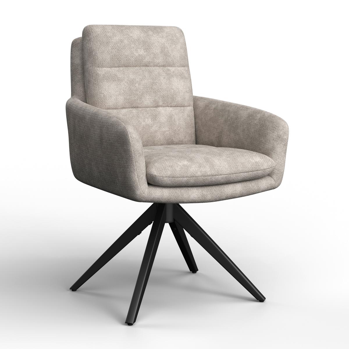 Armlehnstuhl Laurin Hellgrau Webstoff Drehbar Gepolstert - Hellgrau, MODERN, Holz/Textil (59/93/63cm) - Bessagi Home