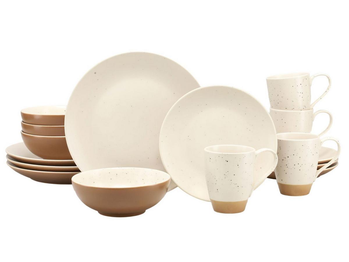 Kombiservice Sand Dunes aus Keramik, 16-teilig - Terracotta/Weiß, Trend, Keramik - Creatable
