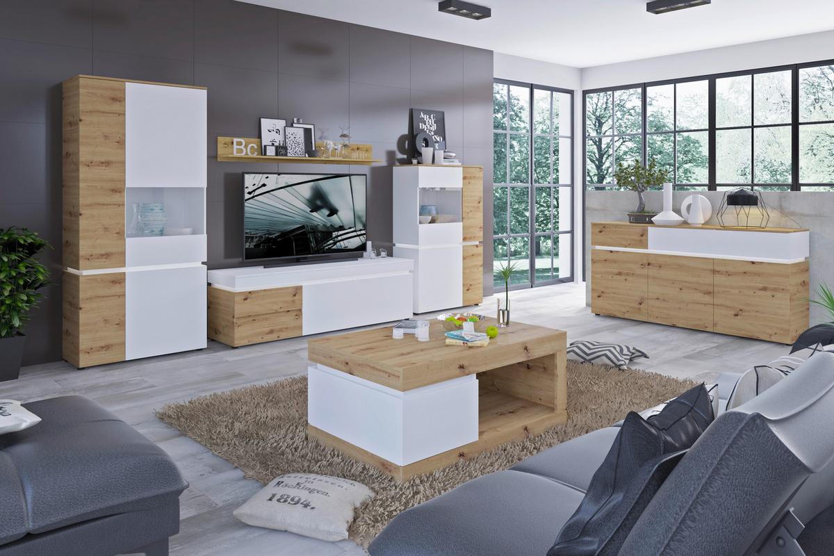 Stolić Luci - bijela/hrast Artisan, Trend, drvni materijal/plastika (110/50,3/70cm) - Modern Living