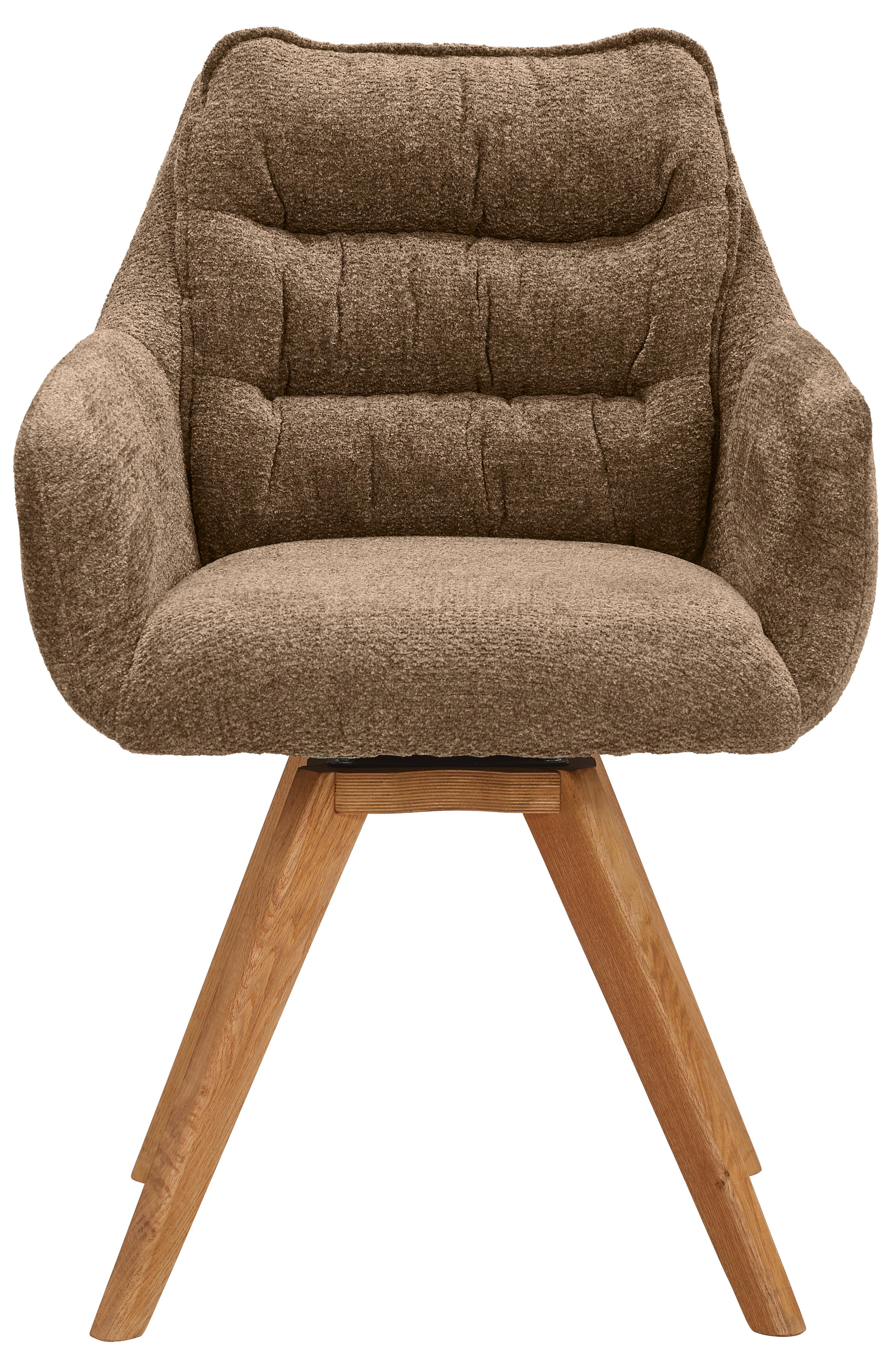 KRZESŁO Z PODŁOKIETNIKAMI COMO - kolor dębowy/brązowy, Konventionell, drewno/tkanina (59/86/69,5cm) - Linea Natura