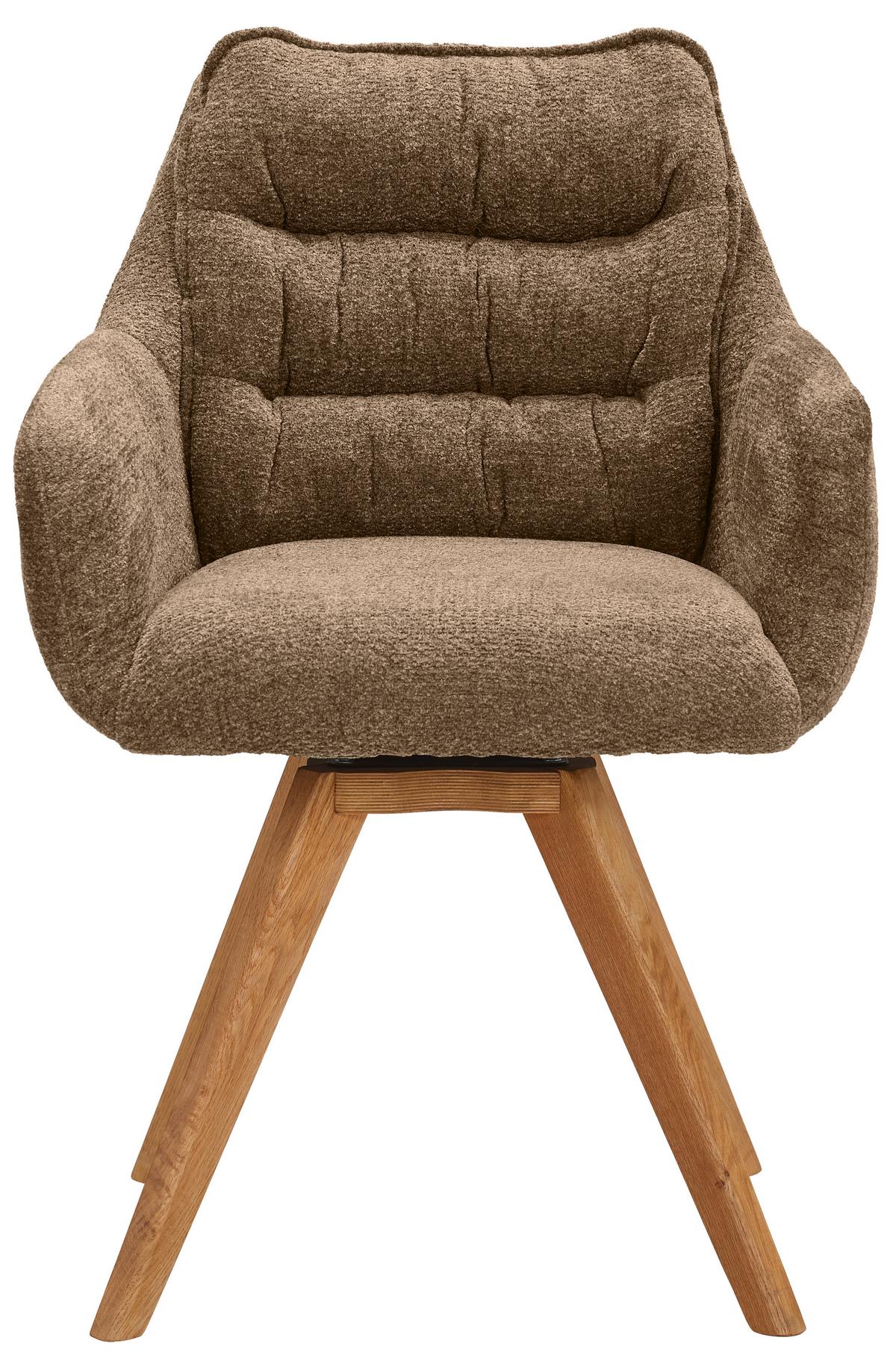 KRZESŁO Z PODŁOKIETNIKAMI COMO - kolor dębowy/brązowy, Konventionell, drewno/tkanina (59/86/69,5cm) - Linea Natura