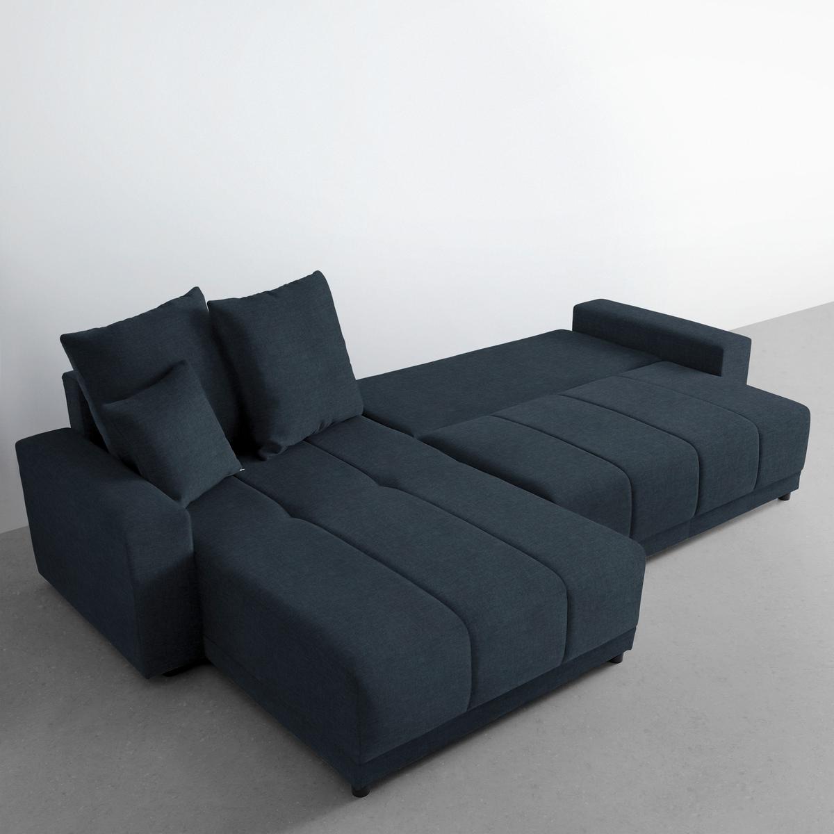 Ecksofa Alatri Dunkelblau - Schwarz/Dunkelblau, Modern, Kunststoff/Textil (289/90/176cm) - Based
