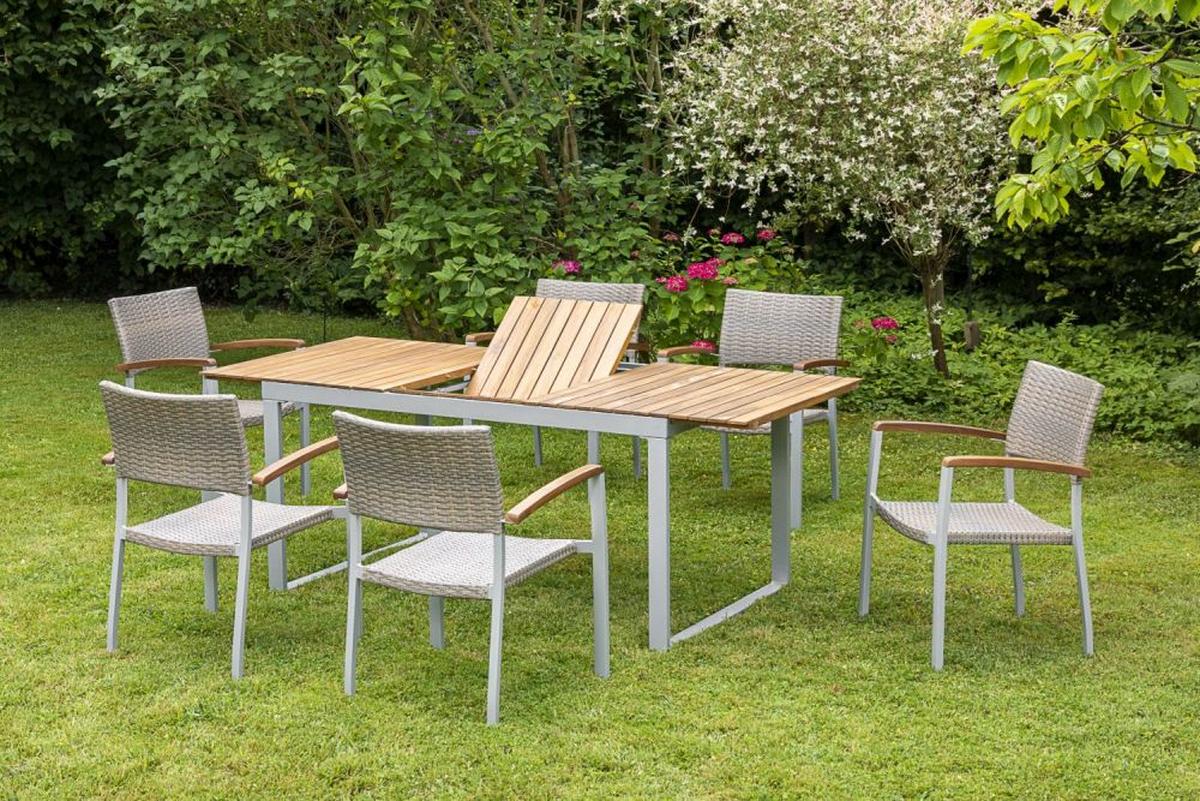 Gartenmöbel Set 7tlg. Naxos Aluminium/Akazienholz online kaufen mömax