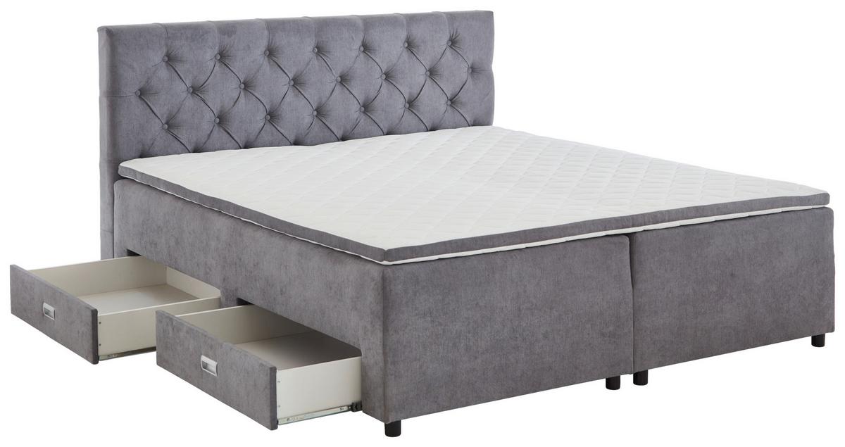 ŁÓŻKO SKRZYNIOWE LARA 160 - szary, Modern, tworzywo sztuczne/tkanina (160/200cm) - MID.YOU