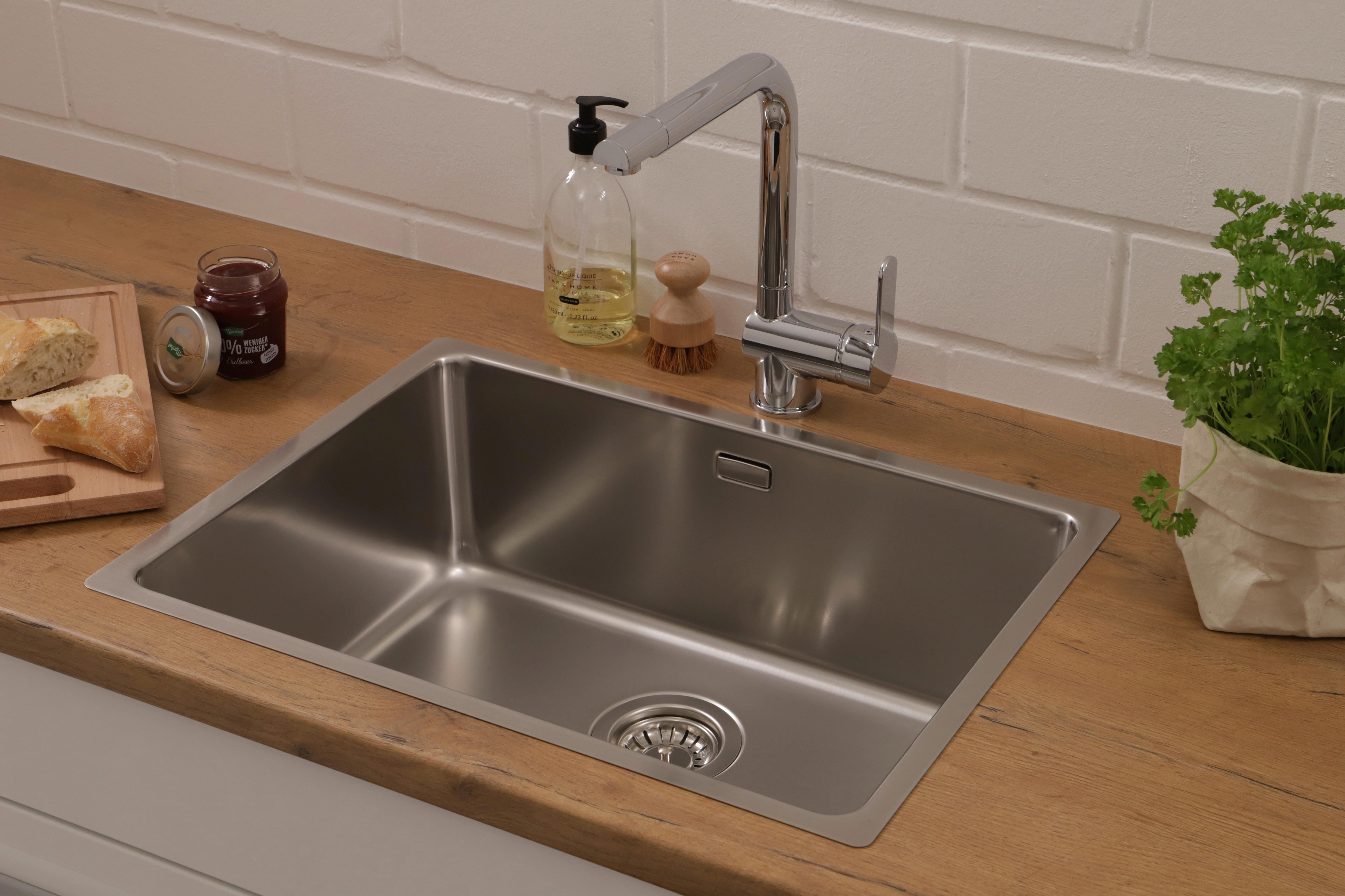 Einzelbecken Detroit ca. 59x23x44 cm Edelstahl - Edelstahlfarben, Trend, Metall (59/22,5/43,5cm) - Respekta