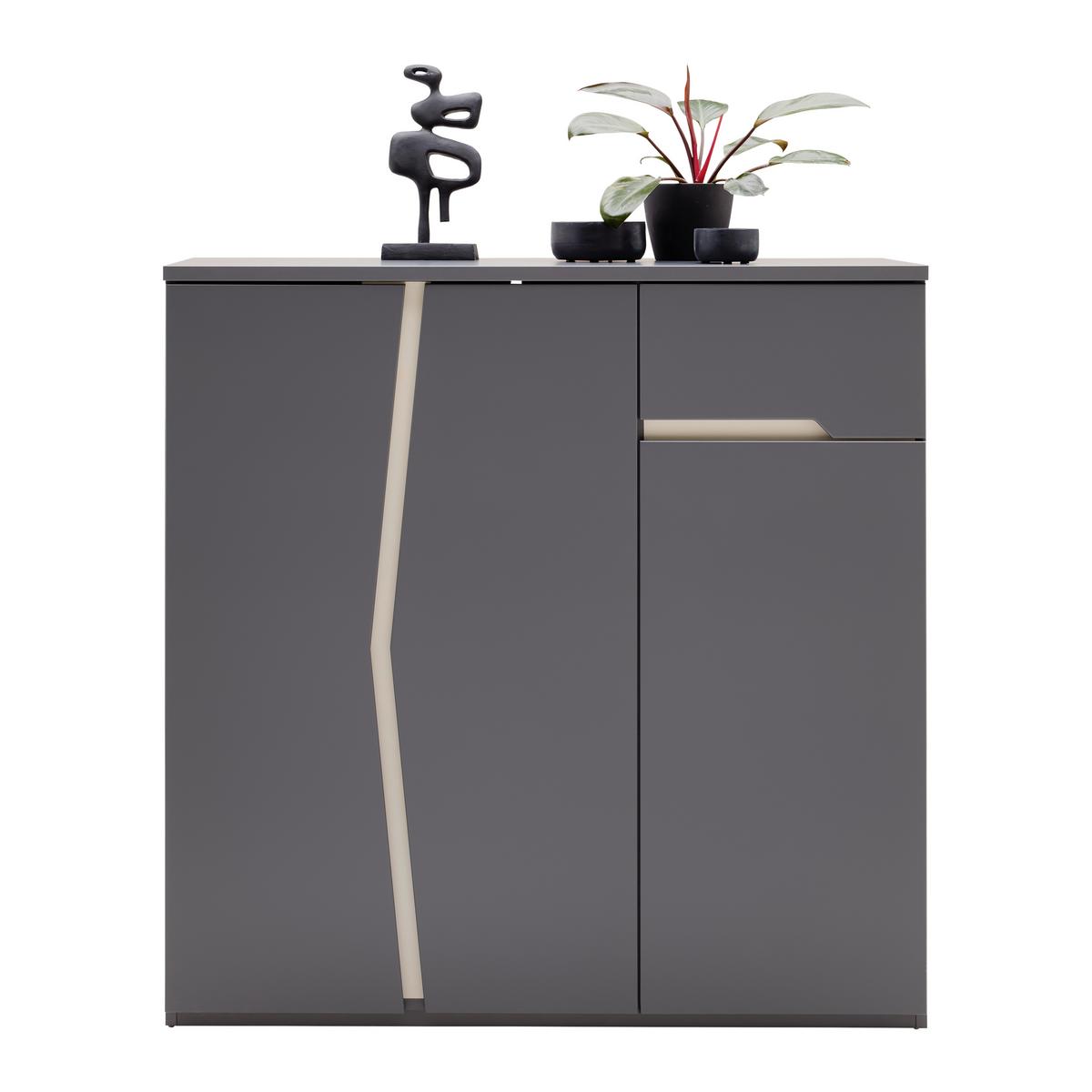 Highboard Manhatten in Grau/Graphitfarben - Graphitfarben/Schwarz, Modern, Holzwerkstoff/Kunststoff (110/110/42cm) - Premium Living