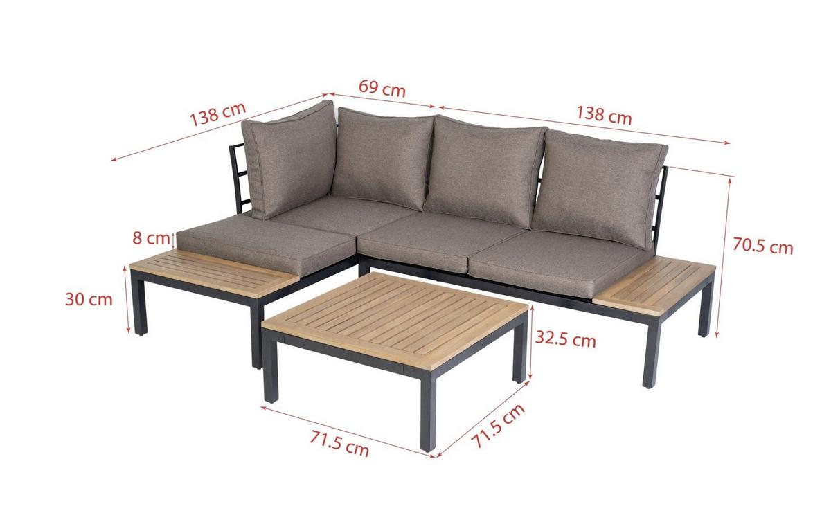 KOMPLET MEBLI TARASOWYCH KÖLN - kolor akacjowy/kolor naturalny, Modern, metal/drewno (138/207cm) - Ambia Garden
