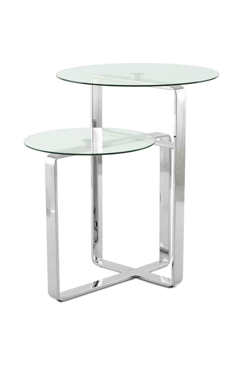 Beistelltisch Catrice 100 Silber - Silberfarben, Design, Glas/Metall (59/60/59cm) - Kayoom