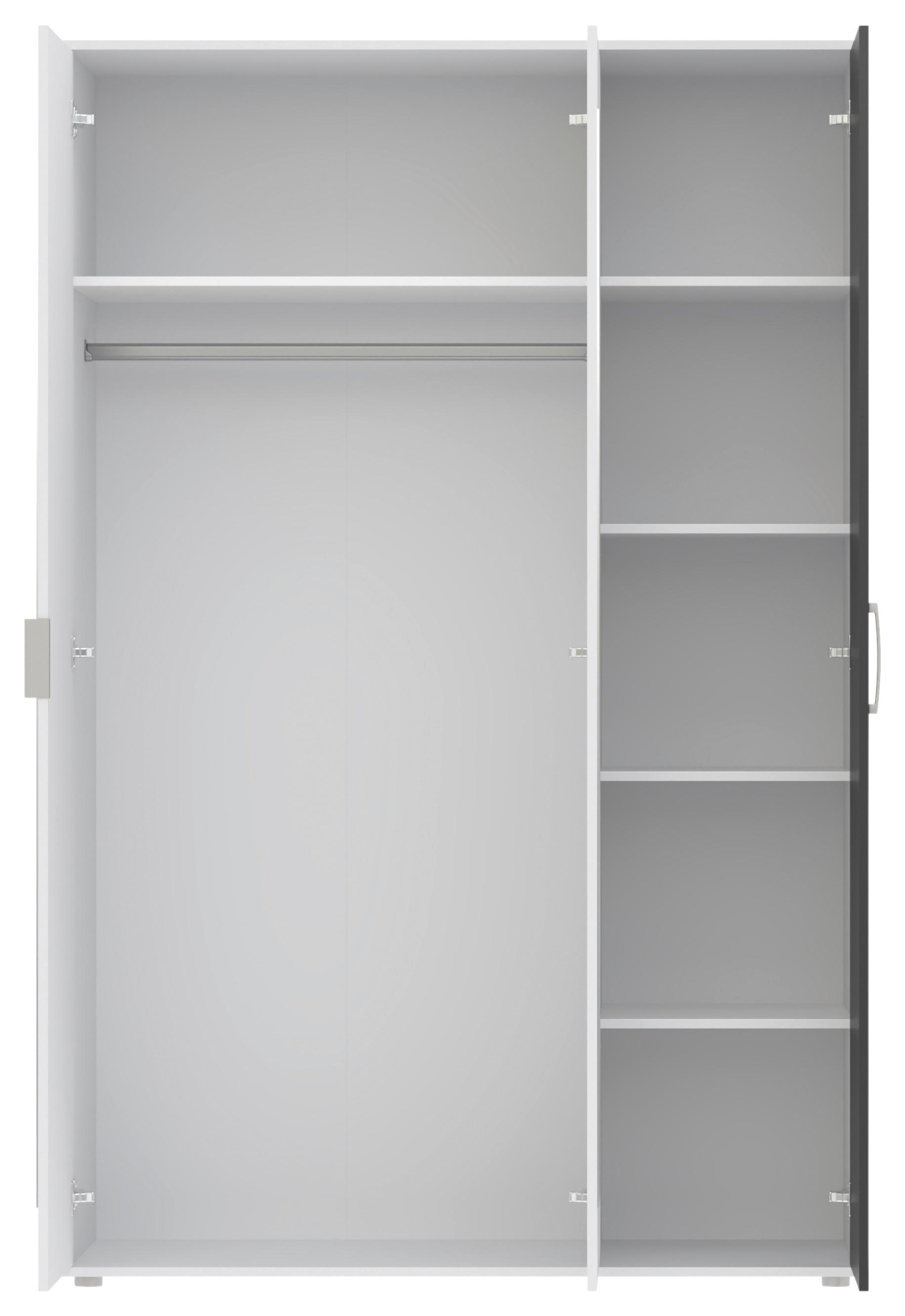 DREHTÜRENSCHRANK JAN -EXKLUSIV- - Chromfarben/Anthrazit, KONVENTIONELL, Glas/Holzwerkstoff (135/210/52cm) - Mömax