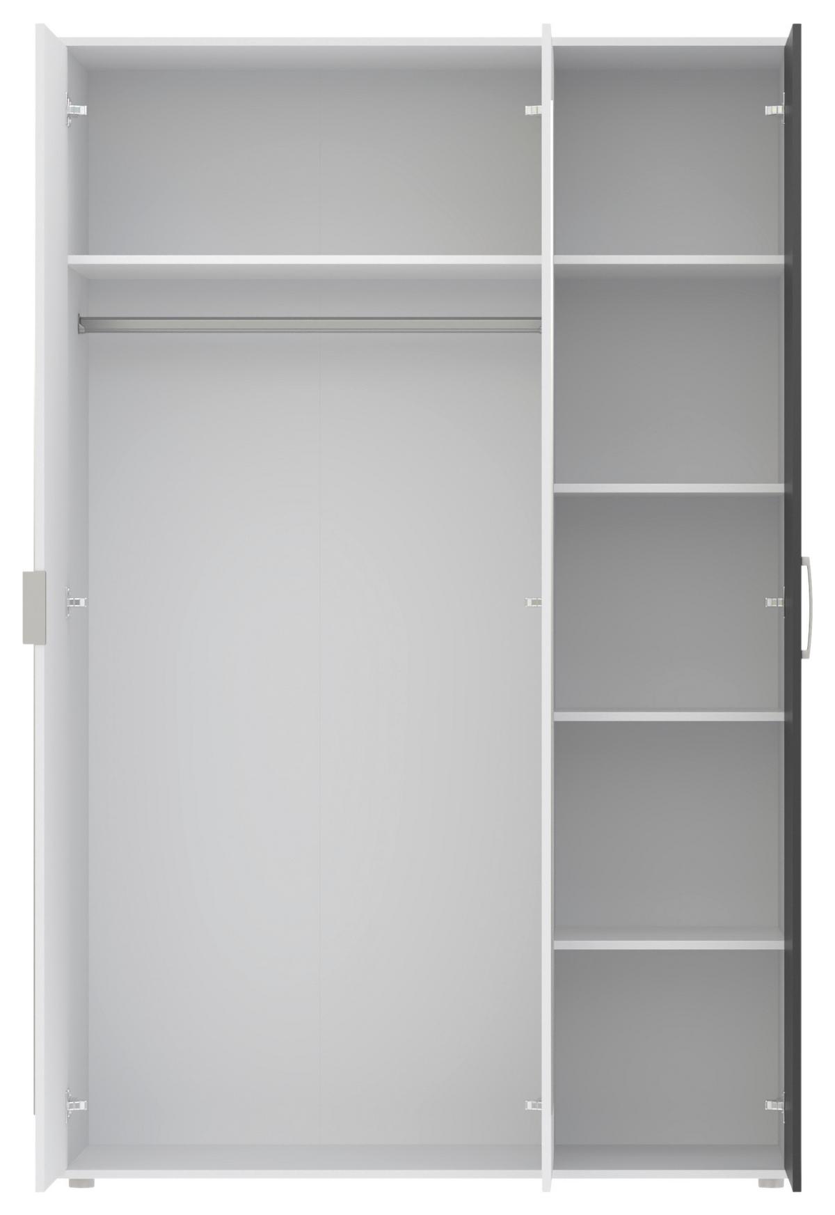 Drehtürenschrank Jan Anthrazit/Weiß - Chromfarben/Anthrazit, KONVENTIONELL, Glas/Holzwerkstoff (135/210/52cm) - Mömax