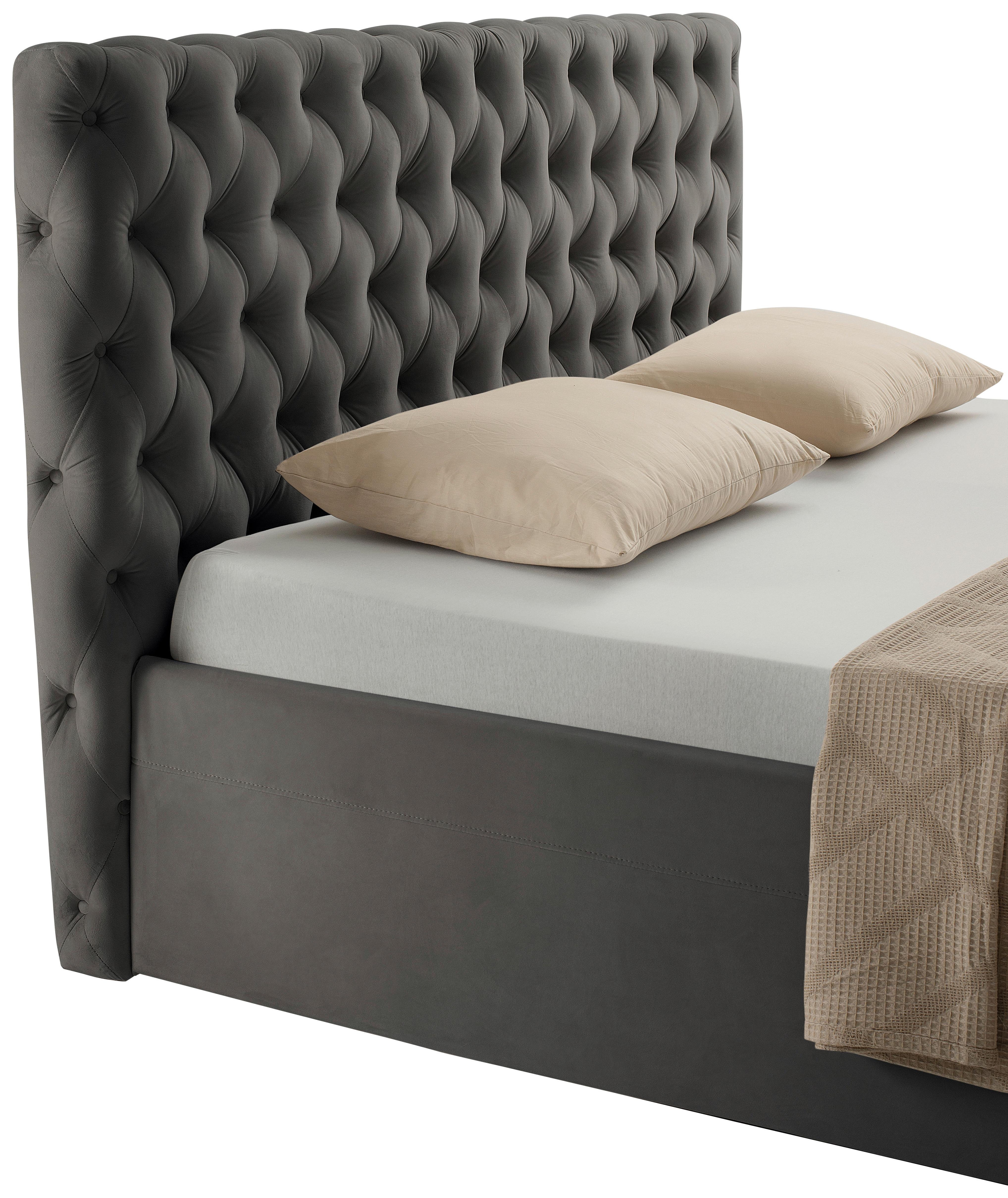 LIT REMBOURRÉ KATAR -EXKLUSIV- - noir/anthracite, KONVENTIONELL, textile (200/200cm) - Mömax