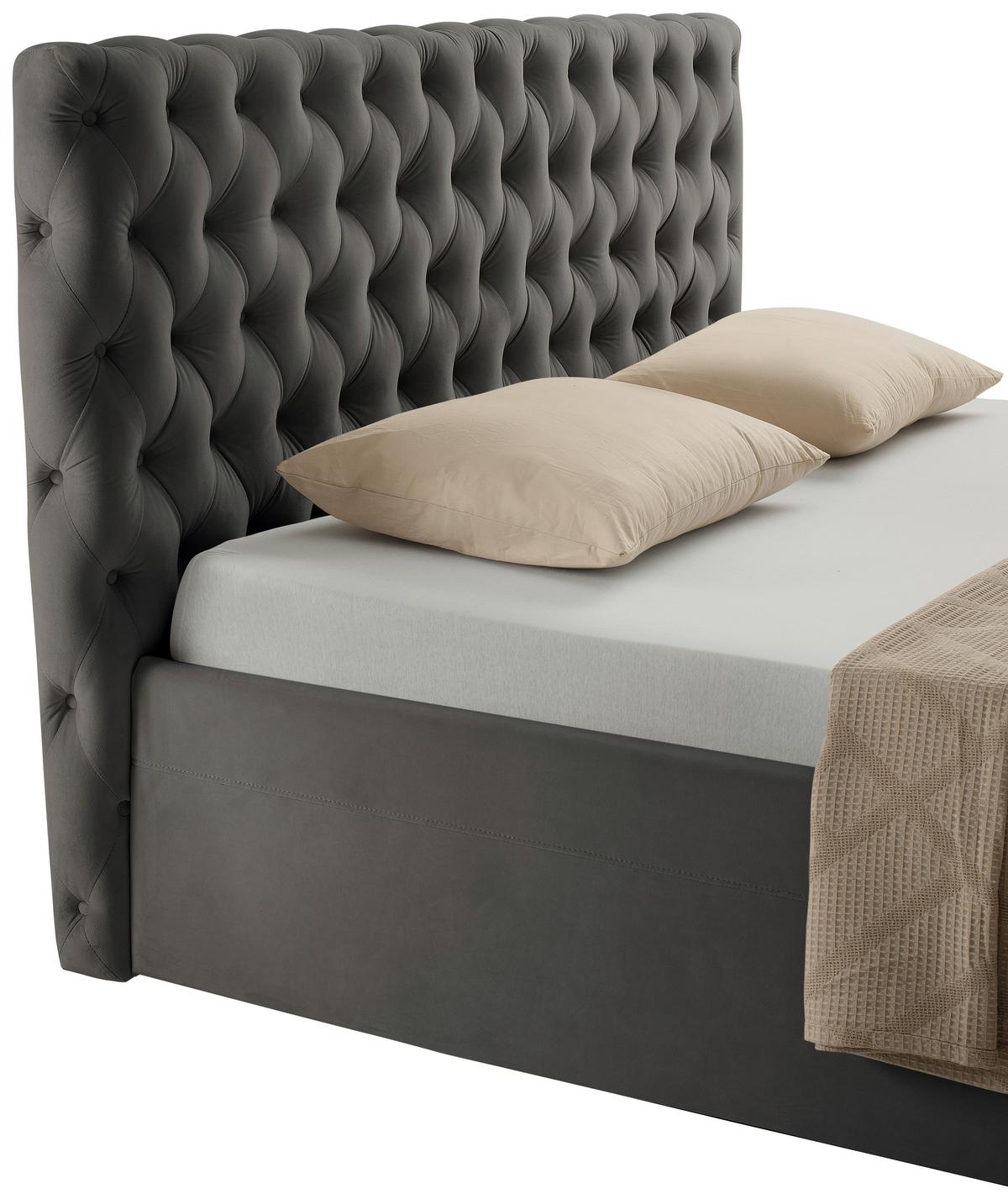 Polsterbett Katar Grau ca. 140x200cm - Schwarz/Grau, KONVENTIONELL, Textil (140/200cm) - Mömax