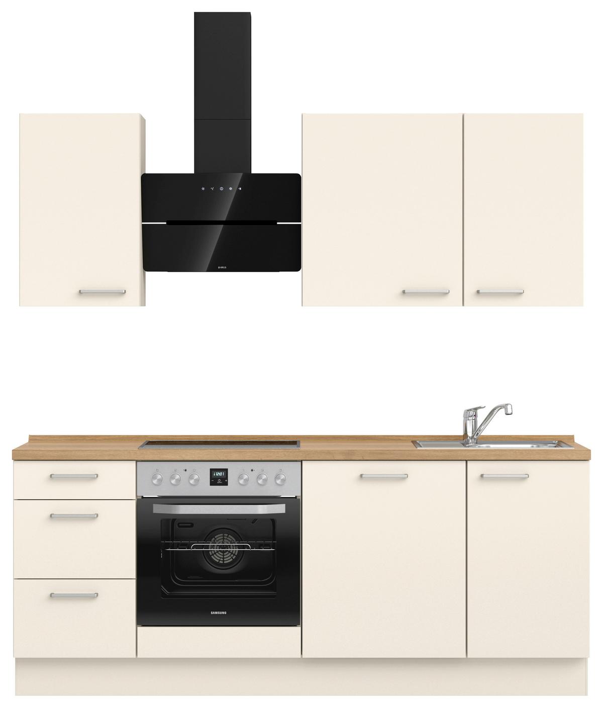 Küchenblock Touch High m. Geräten Magnolie - Edelstahlfarben/Eichefarben, MODERN, Holzwerkstoff/Metall (210cm) - Nobilia