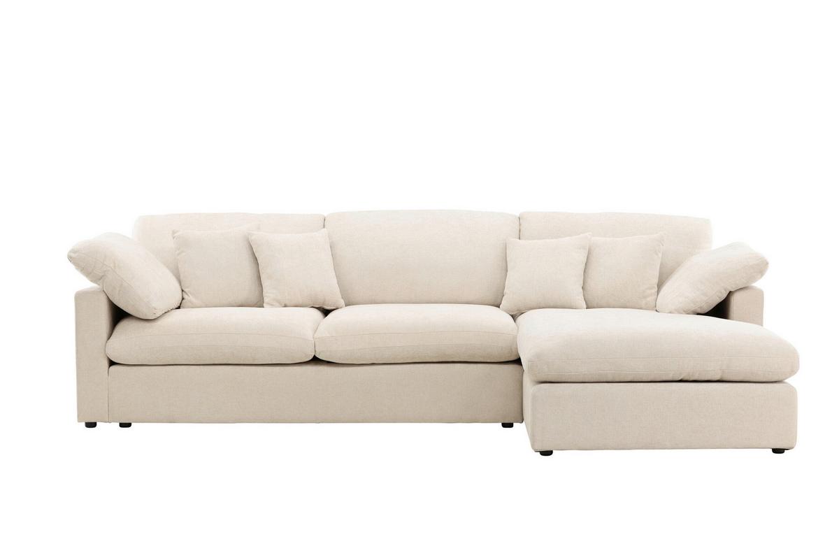 Ecksofa Amalfi Beige - Beige, MODERN, Kunststoff/Textil (297/85/107cm) - Livetastic