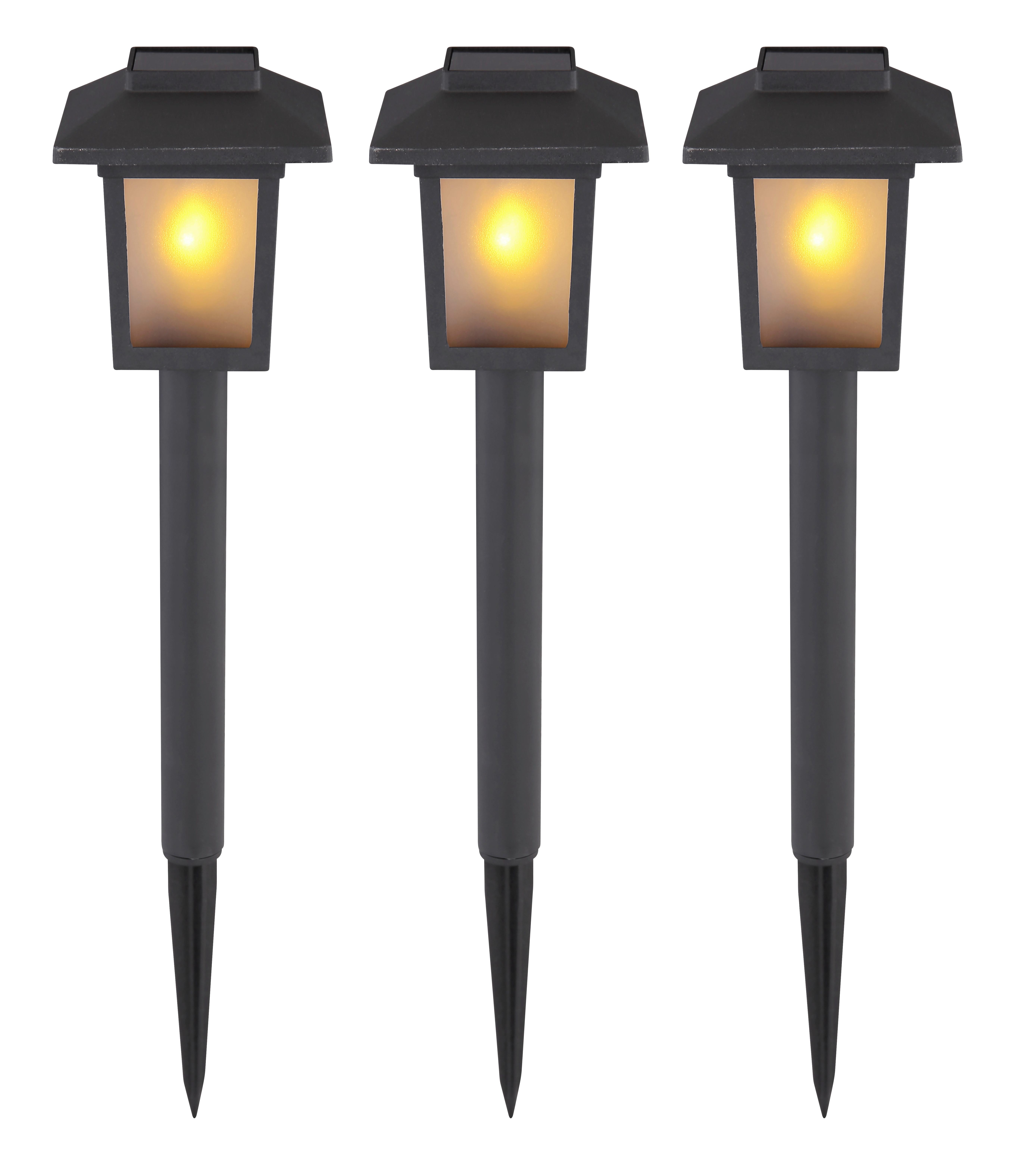 SOLARLEUCHTENSET 33577-3 - Schwarz, Kunststoff (8/8/37cm) - Globo