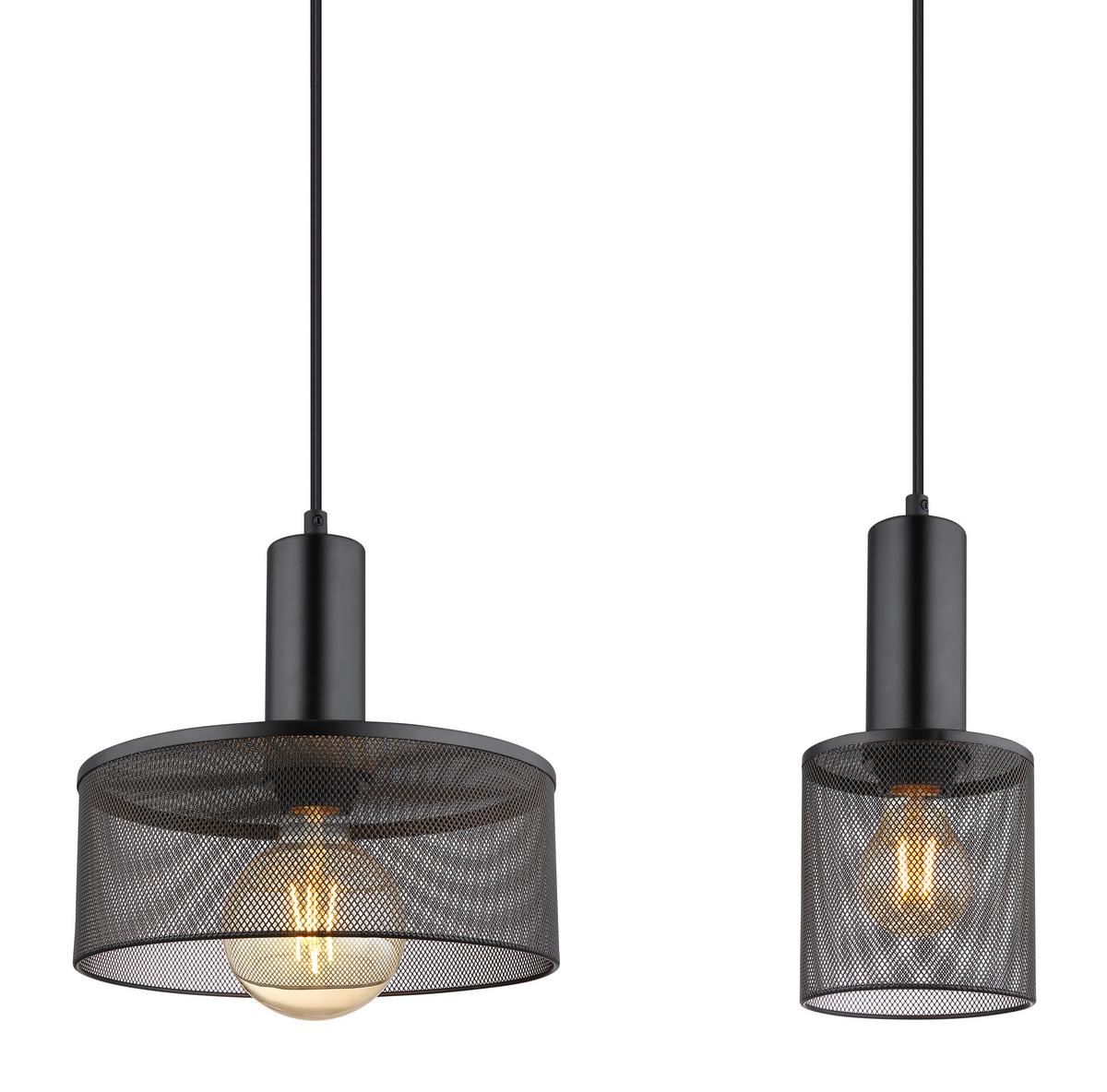 Hängeleuchte Jedd Schwarz max. 60 Watt - Schwarz, Kunststoff/Metall (110/25/120cm) - Globo
