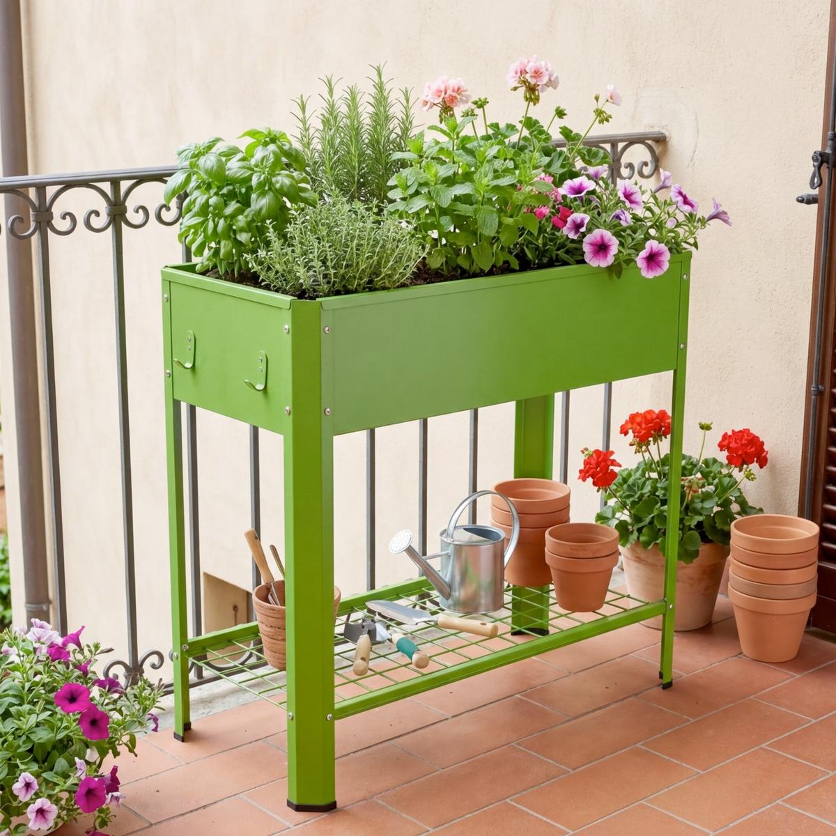 Hochbeet Vcm Hochbeet "balora Xl" - Grün, Modern, Metall (80/80/35cm)