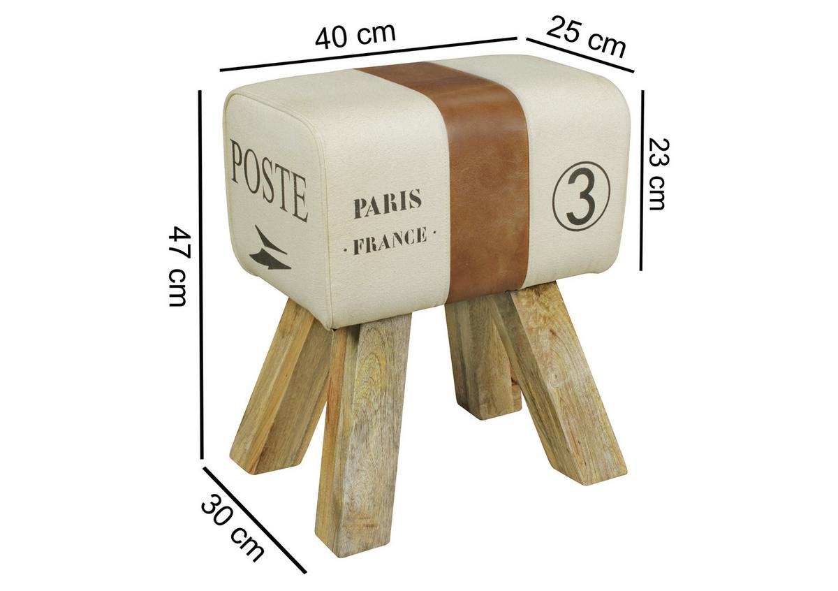 Tabure Wl5.107 - bež/rjava, Natur, tekstil/les (40/47/25cm) - MID.YOU