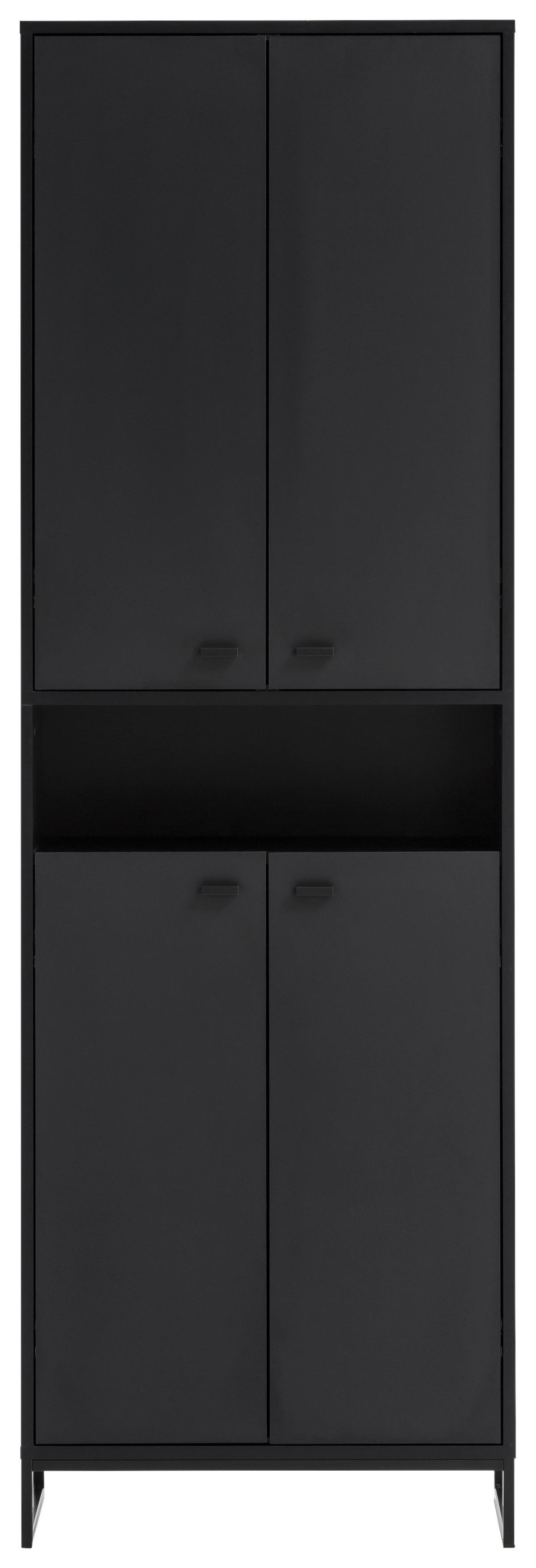 Schuhschrank Janne ca.60,2x185,5x33,1cm Schwarz - Schwarz/Grün, LIFESTYLE, Holzwerkstoff/Metall (60,2/185,5/33,1cm) - MID.YOU