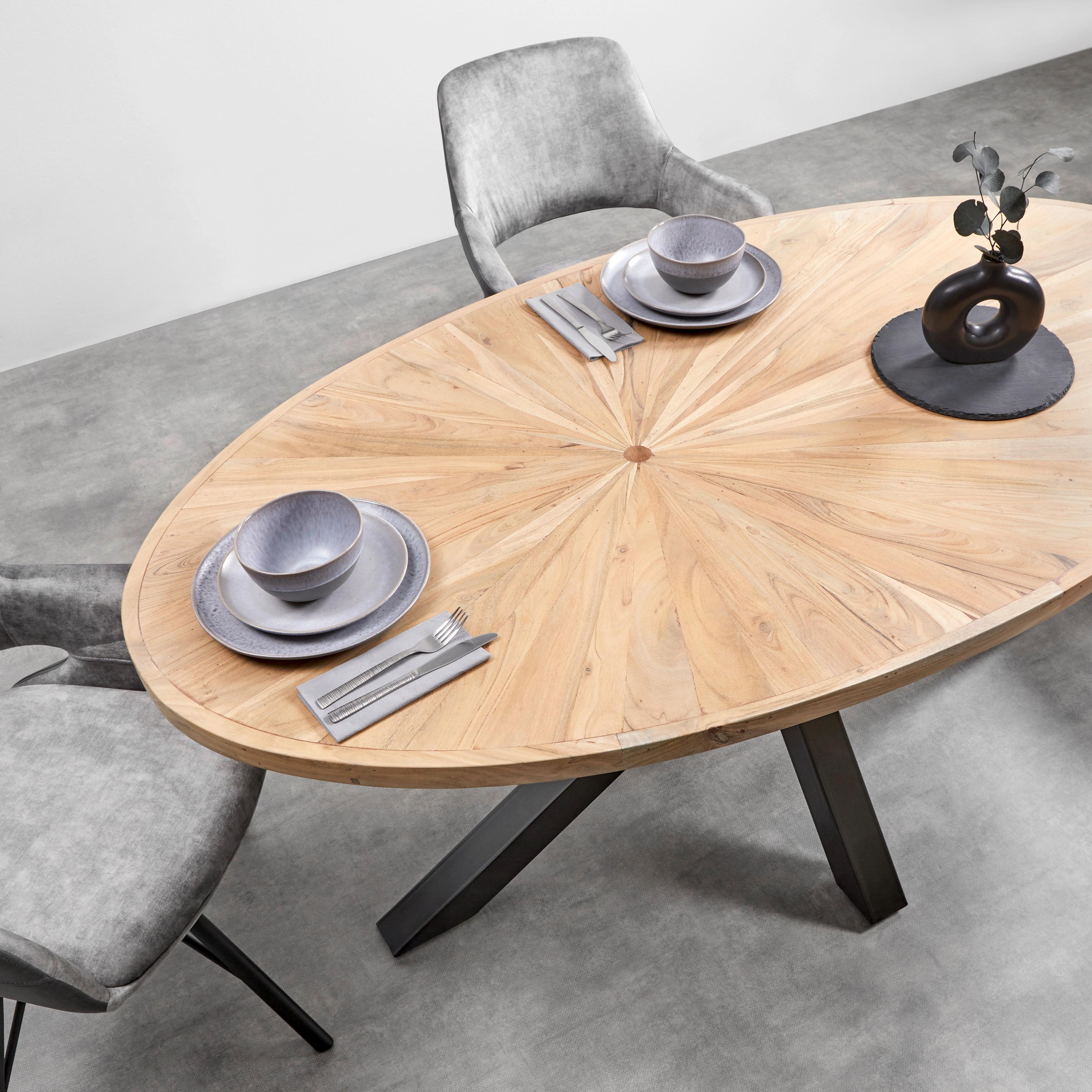 Esstisch in Akazienfarben/Schwarz - Schwarz/Akaziefarben, Design, Holz/Metall (180/76/100cm) - Zandiara