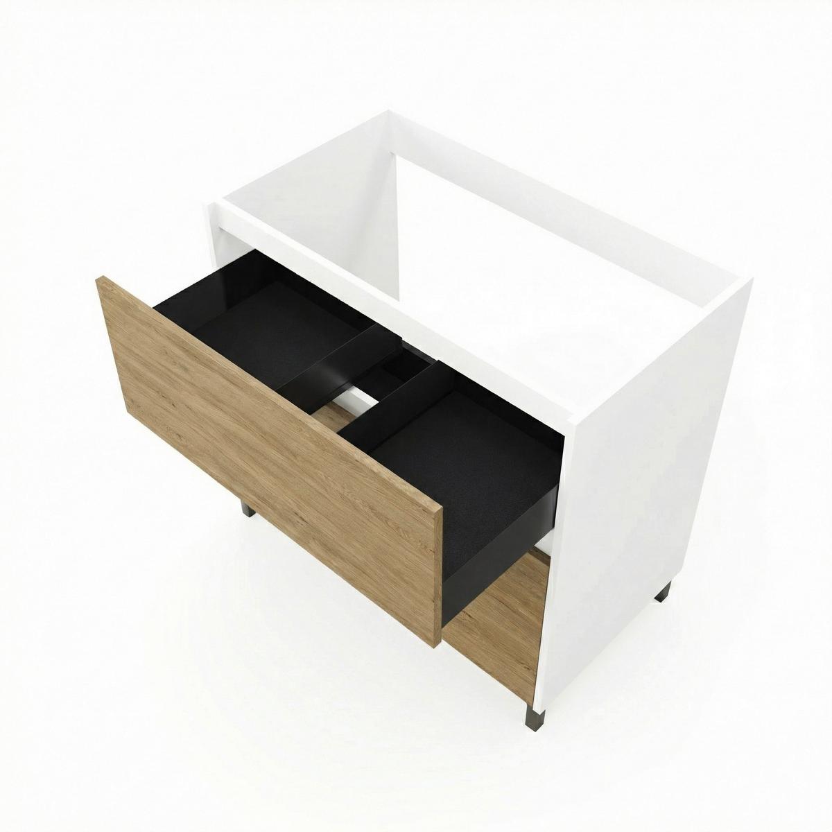 Element Ispod Umivaonika Lisbona - bijela visoki sjaj/boje kroma, Basics, drvni materijal/plastika (100/74/46cm)