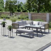 Loungegarnitur-Set Eliza Anthrazit - Dunkelgrau/Hellgrau, Modern, Glas/Kunststoff (166/73/75cm) - Mömax