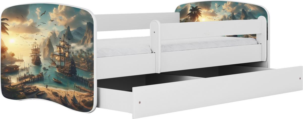 Otroška Postelja Babydreams, Bela, 80x160cm - bela/barve breze, Moderno, tekstil/leseni material (80/160cm) - MID.YOU