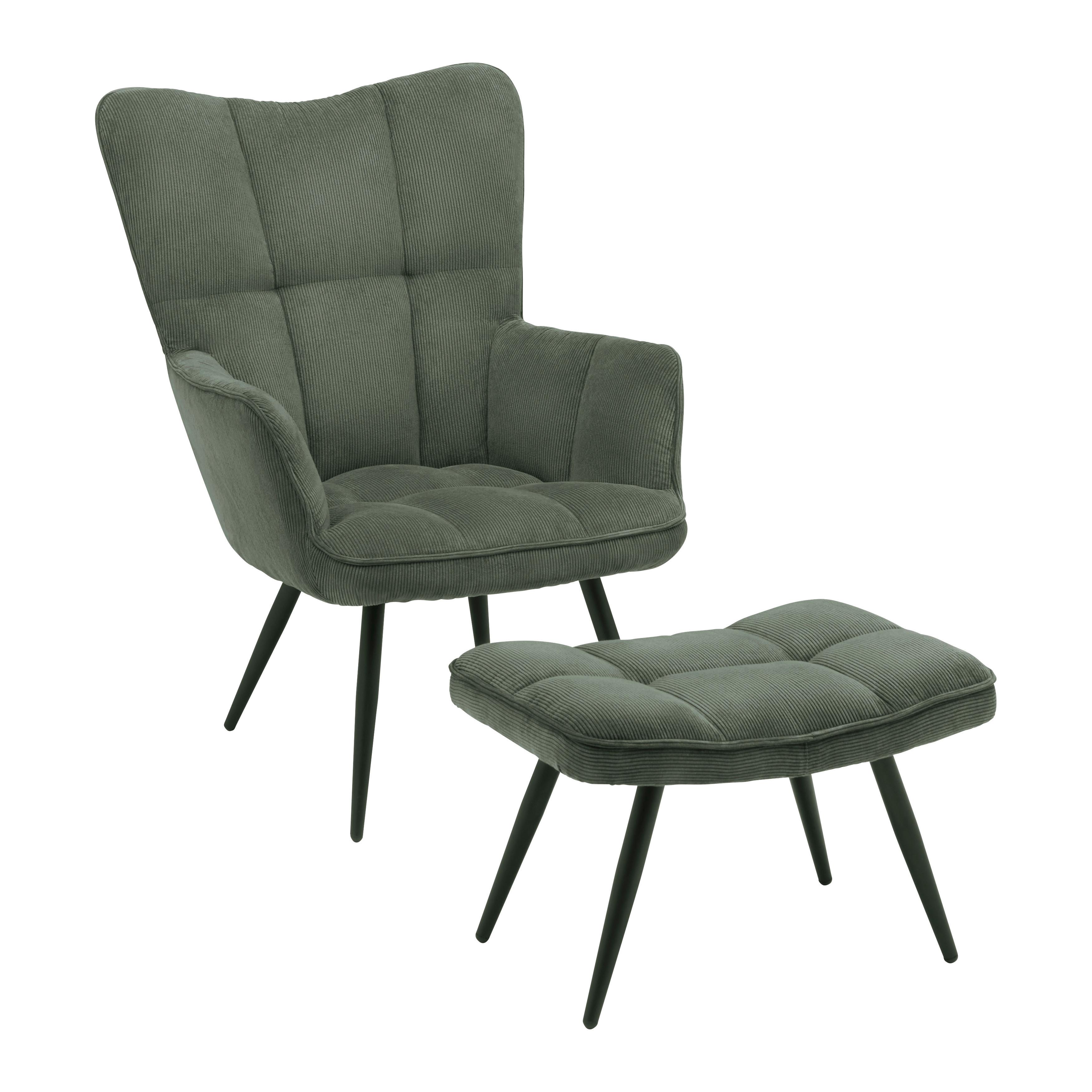 Sessel Alex Grün - grön/svart, Modern, metall/textil (68/100/78cm) - Based