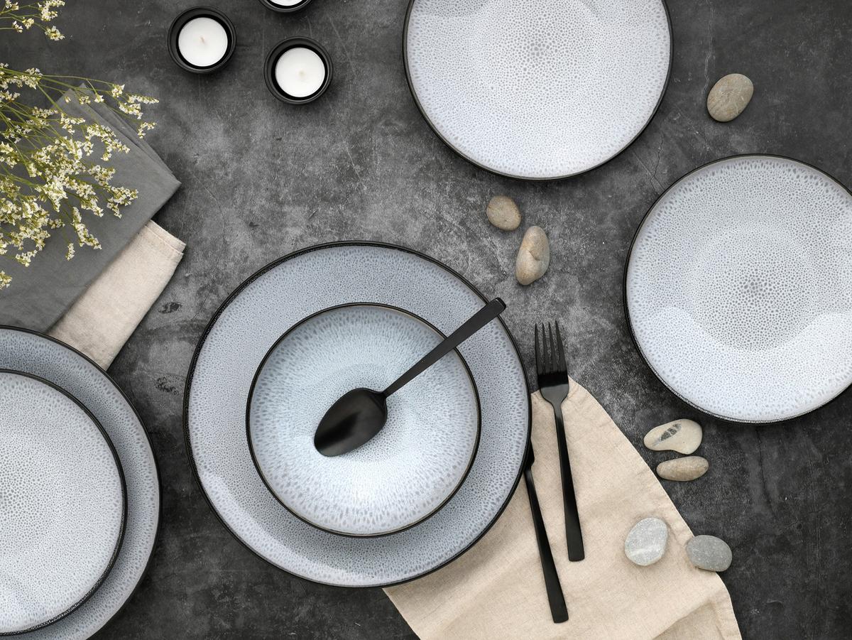 Jedilni Servis Malmö, 18-Delni - črna/sivobela, Basics, keramika - Creatable