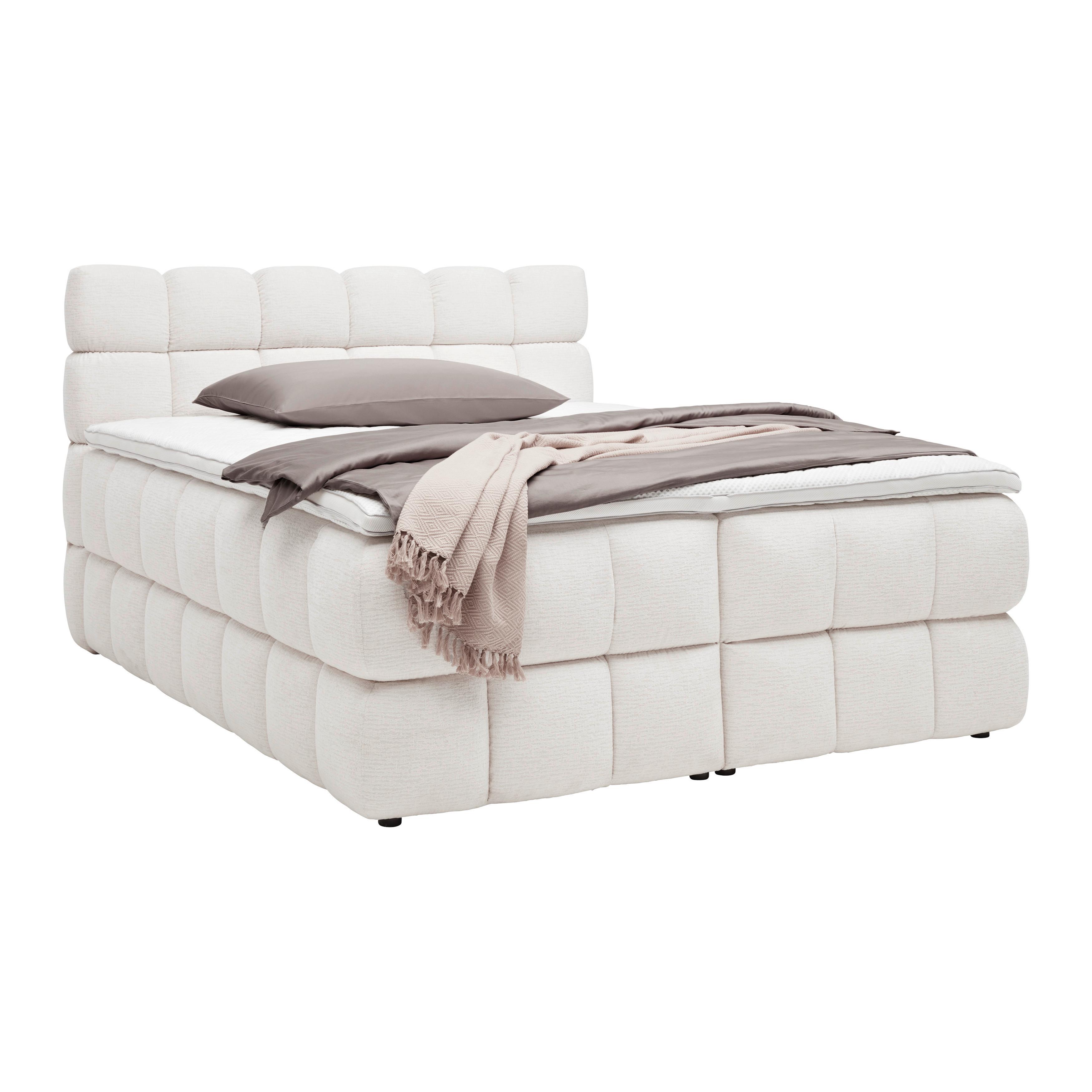 Boxspring Ágy Bubble Box - bézs/krém, Konventionell, textil/fa (160/200cm) - Premium Living