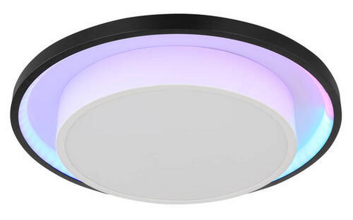 LED-Deckenleuchte Morgan Opal/Schwarz max. 21 Watt - Opal/Schwarz, Design, Kunststoff/Metall (39,5/5cm) - Globo